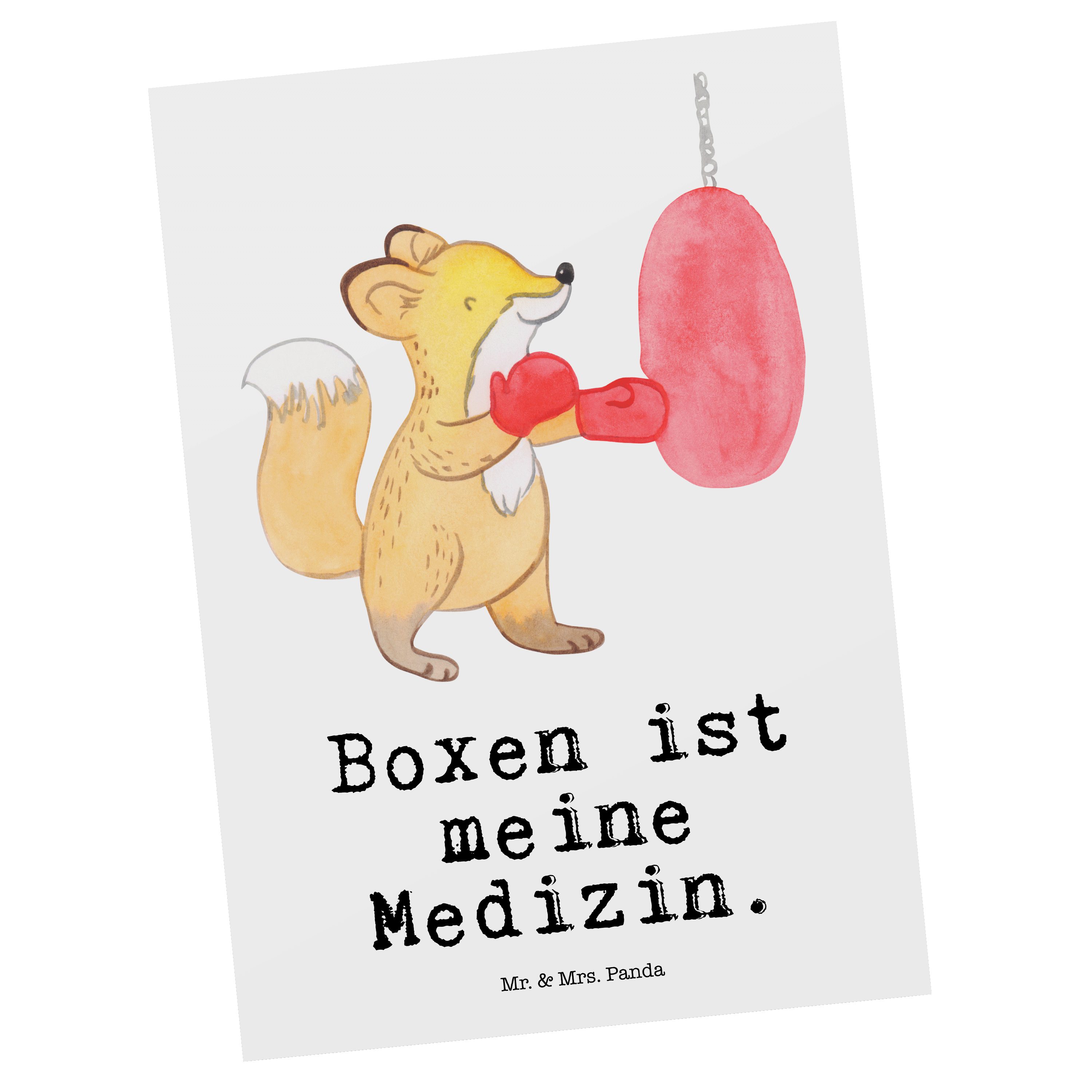 Mr. & Mrs. Panda Postkarte Fuchs Boxen Medizin - Weiß - Geschenk, Geburtstagskarte, Geschenkkart