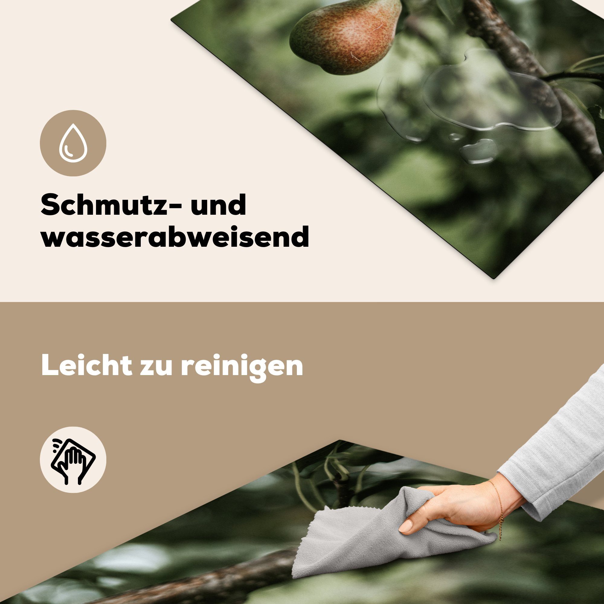 Vinyl, Herdblende-/Abdeckplatte Ceranfeldabdeckung MuchoWow Baum Reife Schutz die Birne Induktionskochfeld (1 81x52 küche, cm, am tlg), hängend, für