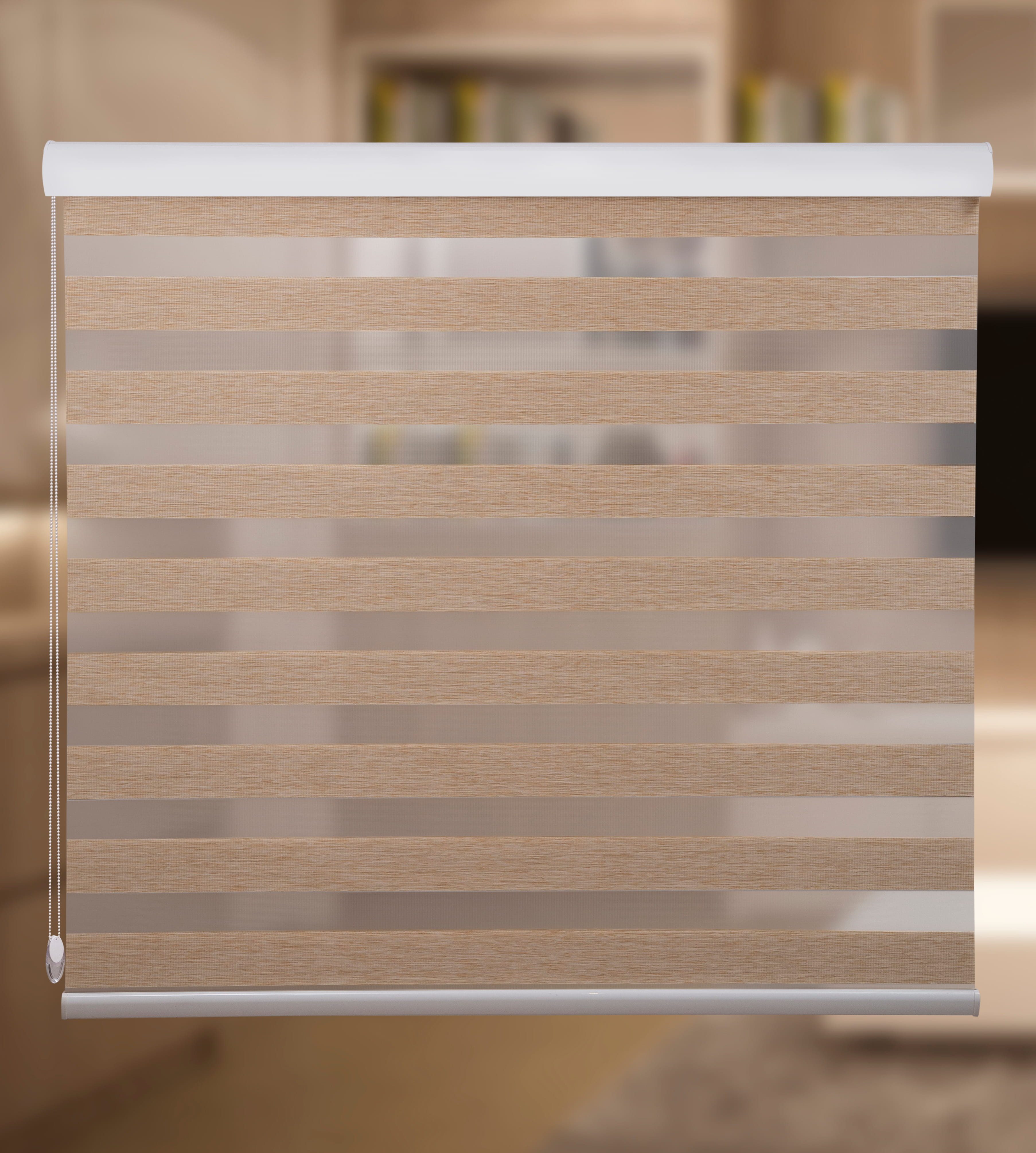 Doppelrollo Doppelrollo Duorollo mit Alu-Kassette in Beige, Plisseeonline, blickdicht, Wandmontage, Wand oder Decke, statisch haftend