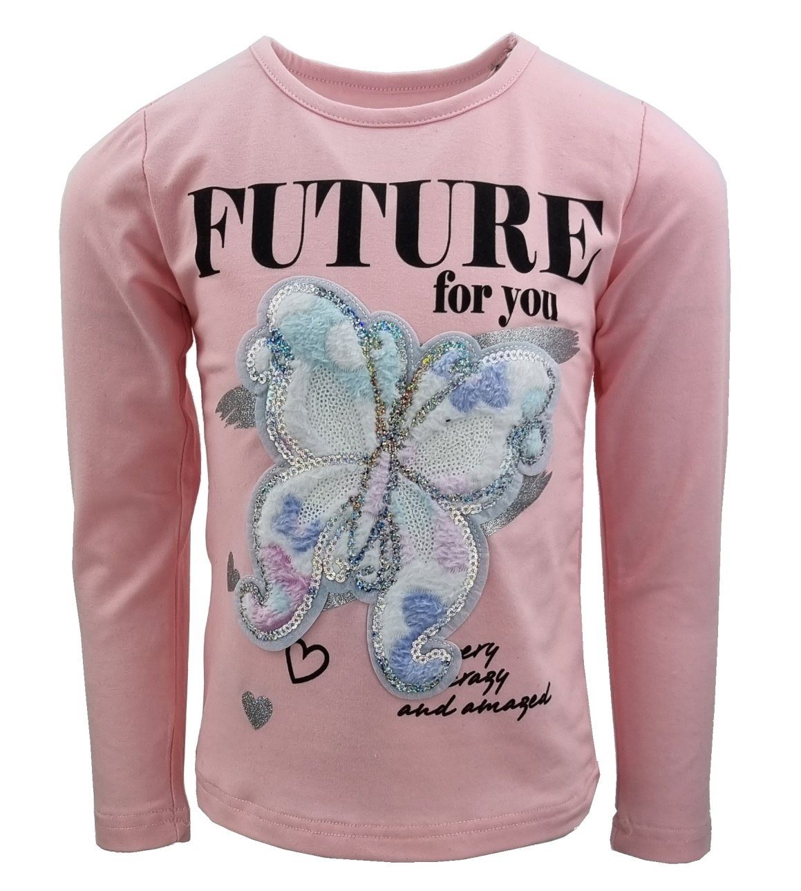 Girls Fashion Langarmshirt Sweatshirt, Langarm Shirt, MS117 Rosa