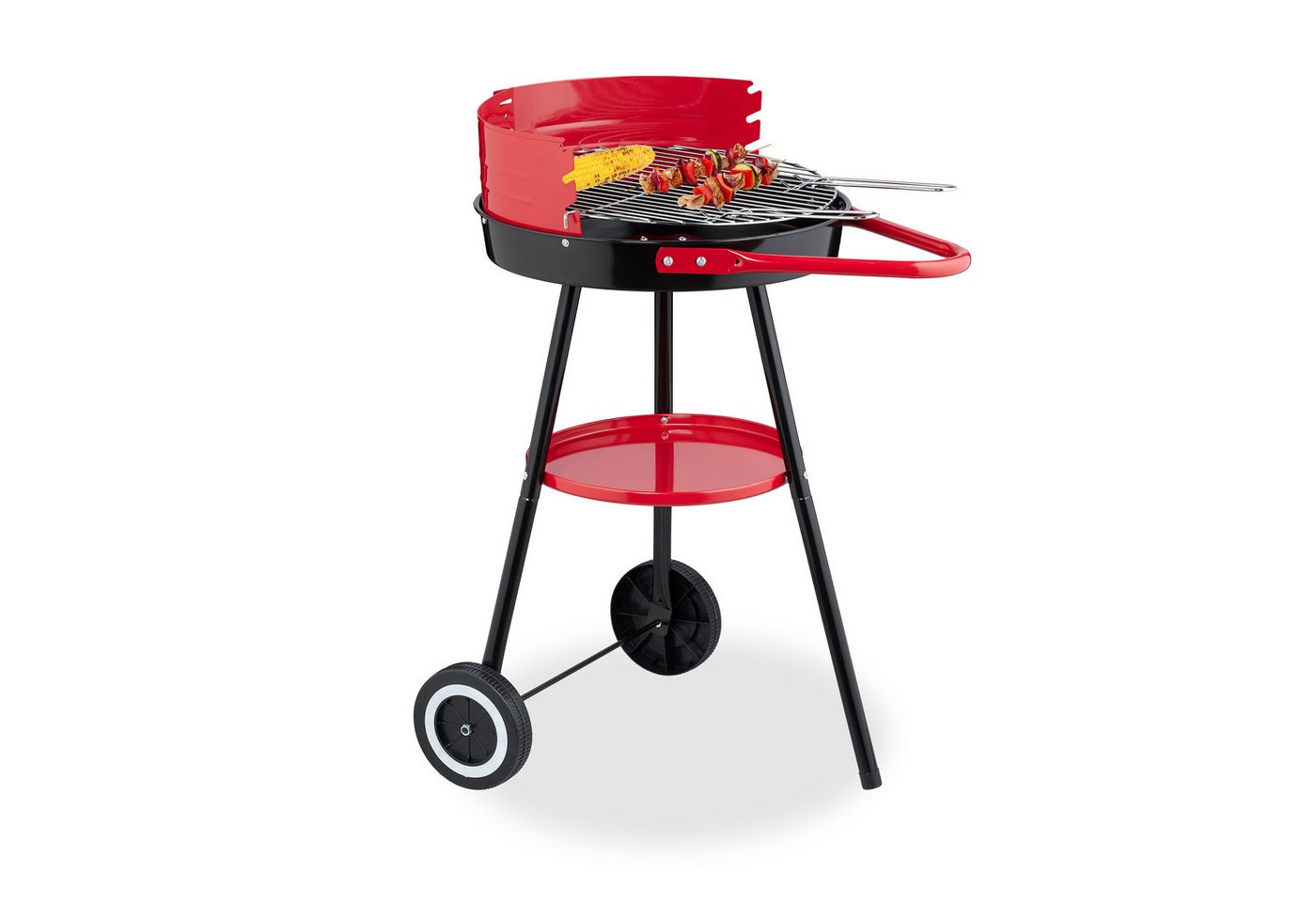 relaxdays Holzkohlegrill 42 cm mit Rollen