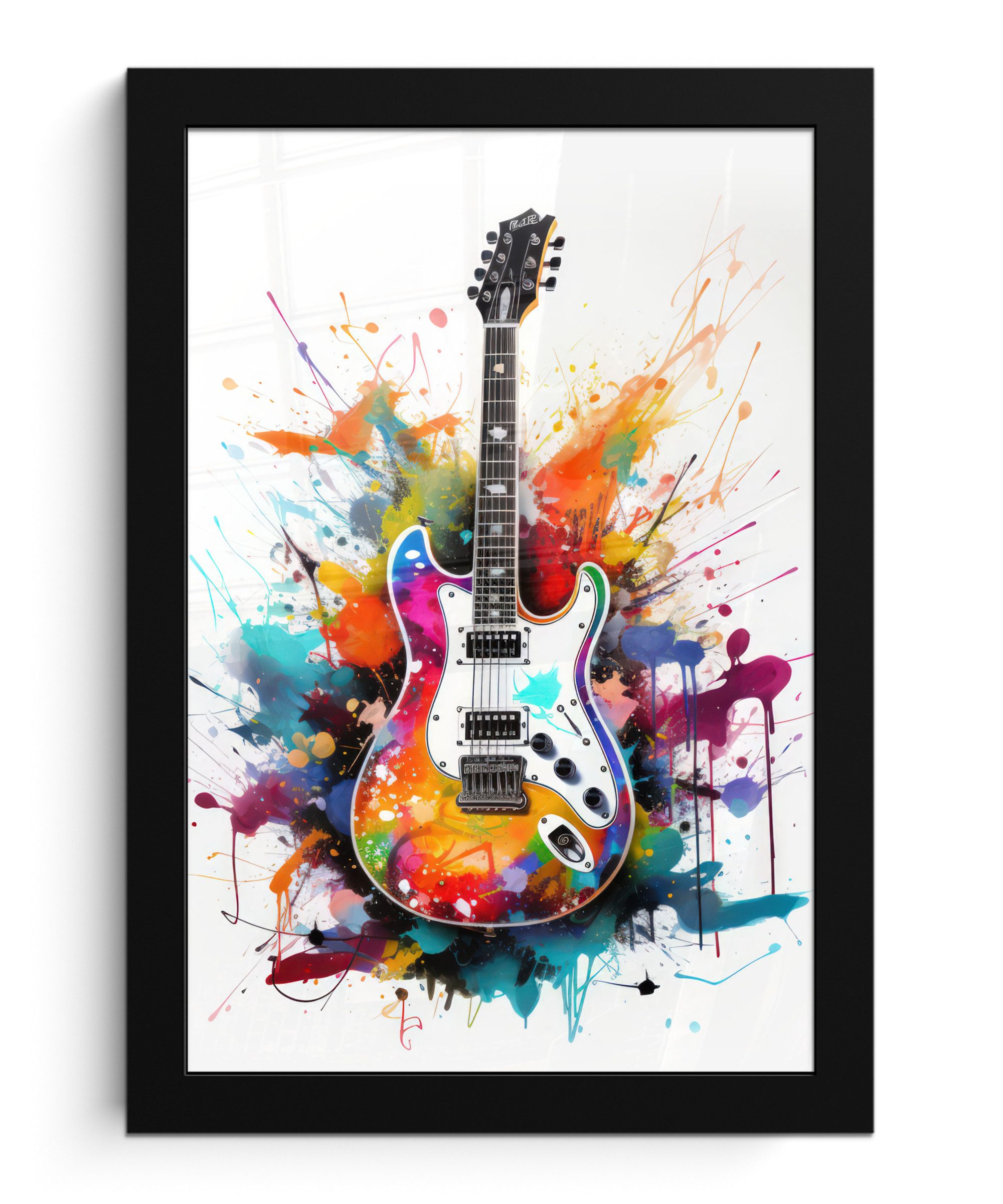 Poster Gitarre - Graffiti - Musik - Weiß