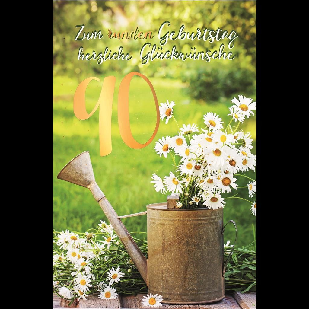 Skorpion Grußkarten A - 90. Geburtstag - Karte mit Umschlag - Gänseblümchen im Becher