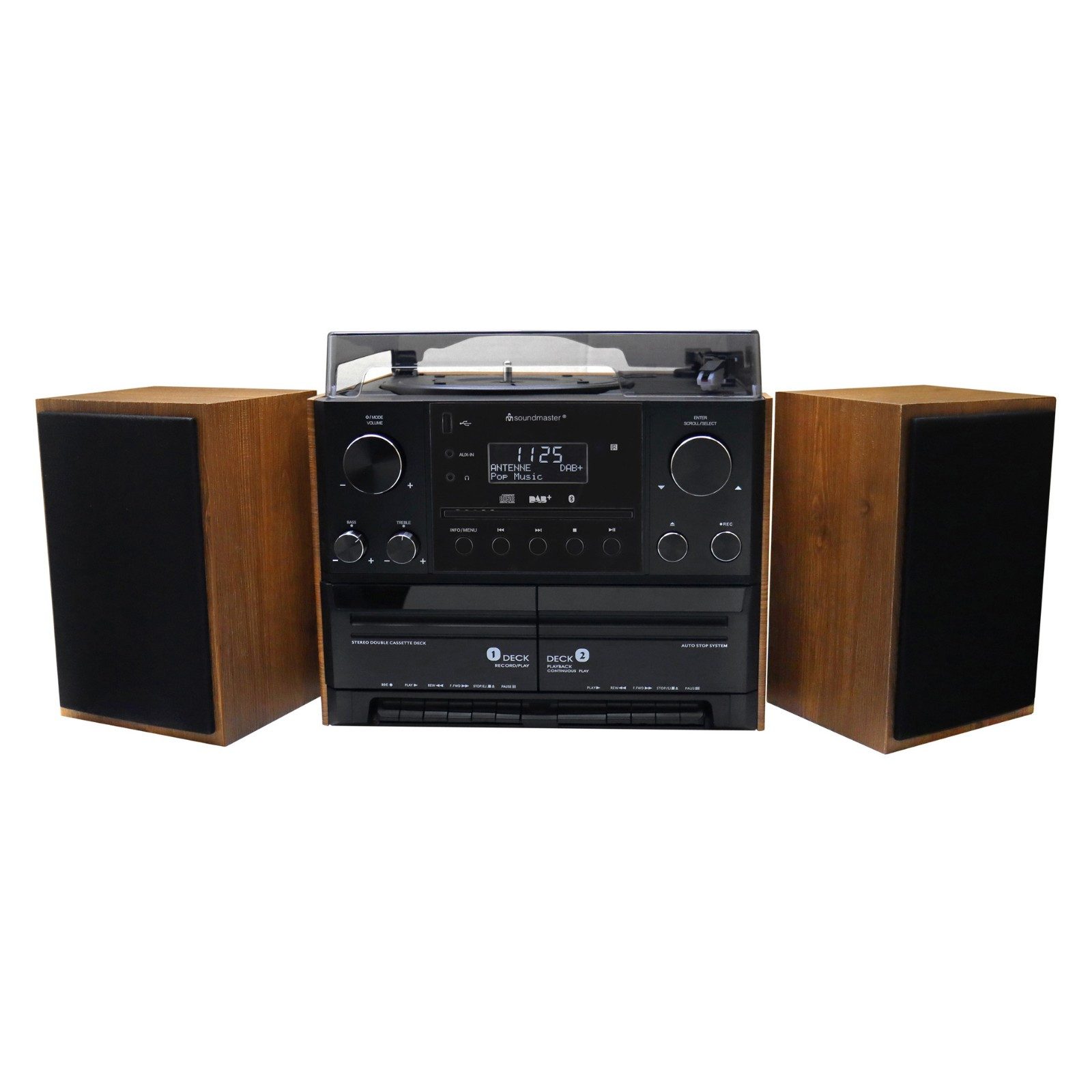 Soundmaster MCD5600 Plattenspieler Stereoanlage DAB+ Kassette CD USB Bluetooth Multifunktionsspieler (Riemenantrieb, DAB+, UKW-RDS, Bluetooth, Encoding-Funktion)