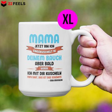 22Feels Tasse Werdende Mama Geschenk Muttertag Schwangerschaft Frauen Babyparty, Keramik, XL, Made In Germany, Spülmaschinenfest