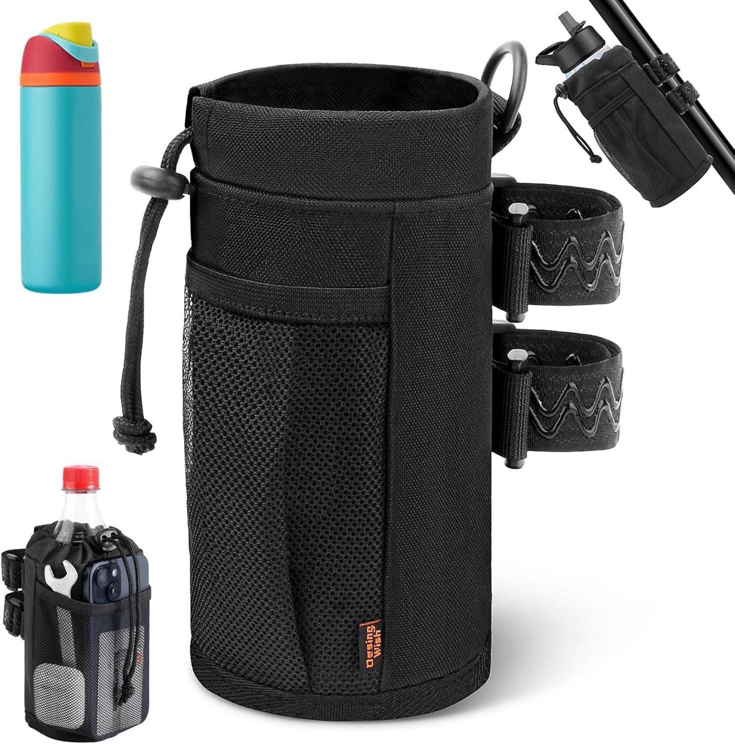 Fahrradständer Fahrrad Trinkflaschenhalter Schwarz 12-24oz, 2 Riemen