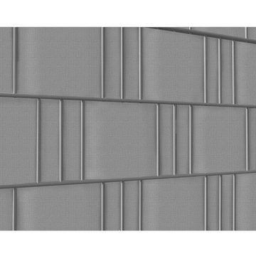Sichtschutzzug PVC Sichtschutzstreifen Rolle 35 m, grau, ECD Germany, Rolle 35m mit 20 Befestigungsclips Grau für Einzel-Doppelstabmatten