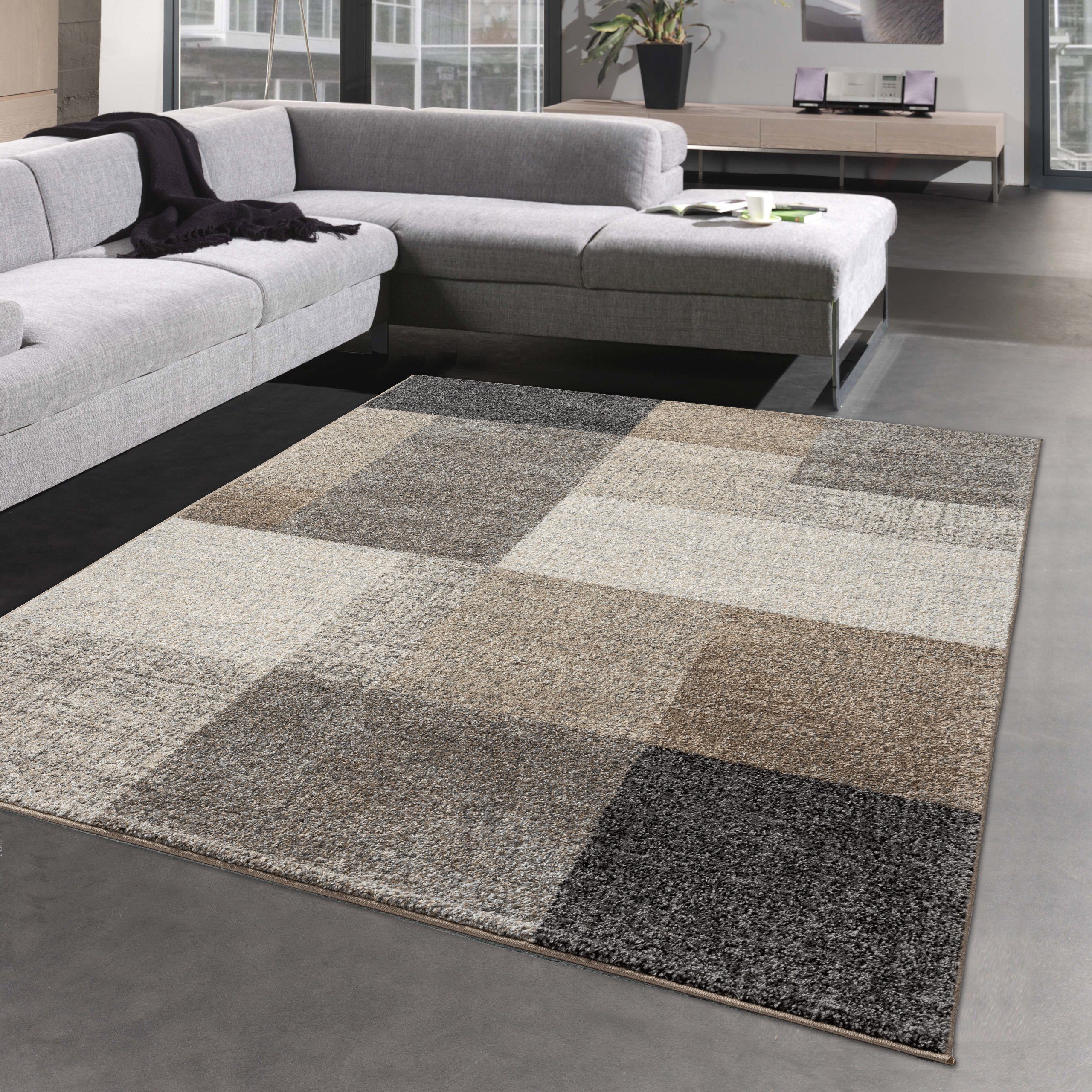 Carpetia Designteppich Modernes geometrisches Design, rechteckig, Höhe: 11 mm, pflegeleicht, strapazierfähig, für Fußbodenheizung geeignet