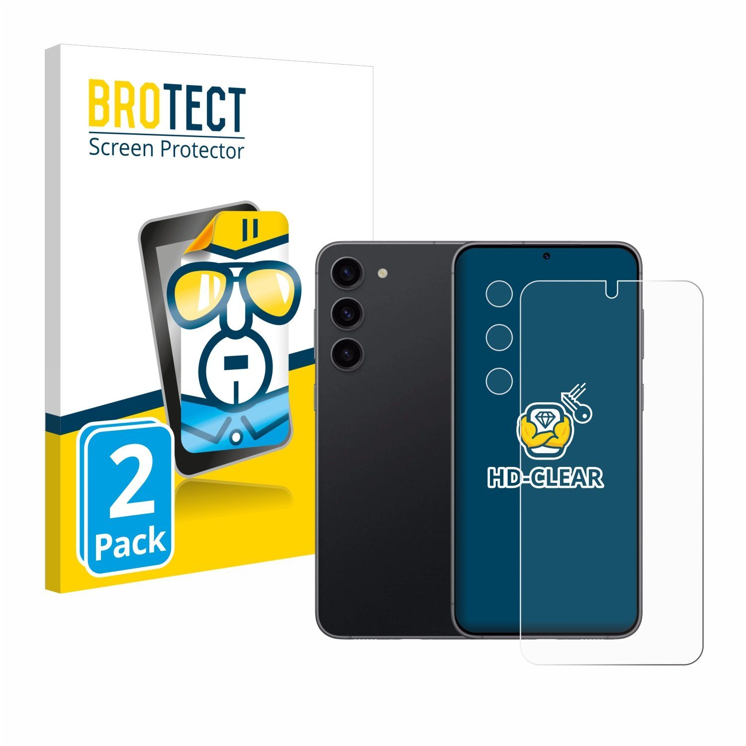 BROTECT Schutzfolie für Samsung Galaxy S23 (Display+Kamera), Displayschutzfolie, 2 Stück, Folie klar
