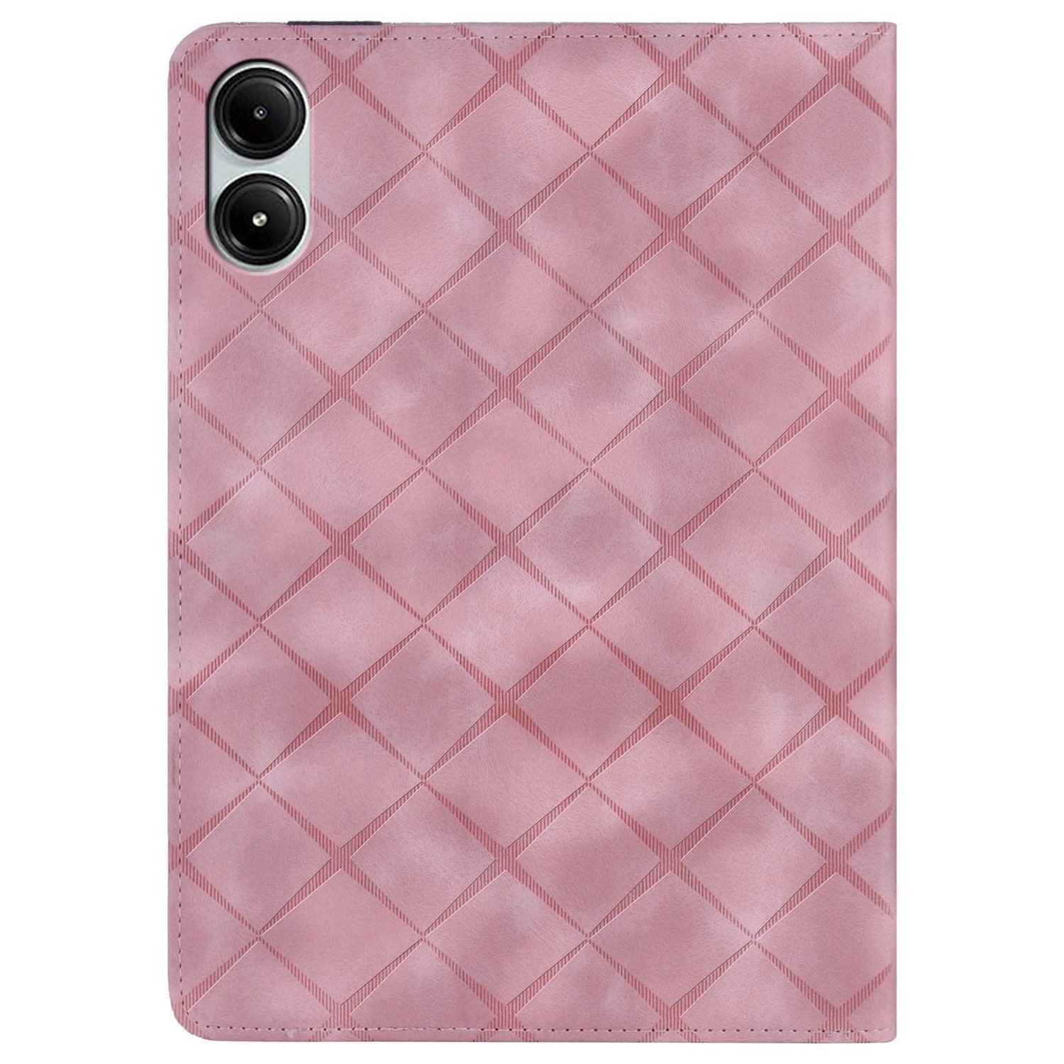 Wigento Tablet-Hülle Für Xiaomi Redmi Pad Pro 12.1 Rhombus Muster Kunstleder Tasche Rosa, Faltbare Kunstleder Hülle mit Stifthalter und Standfunktion