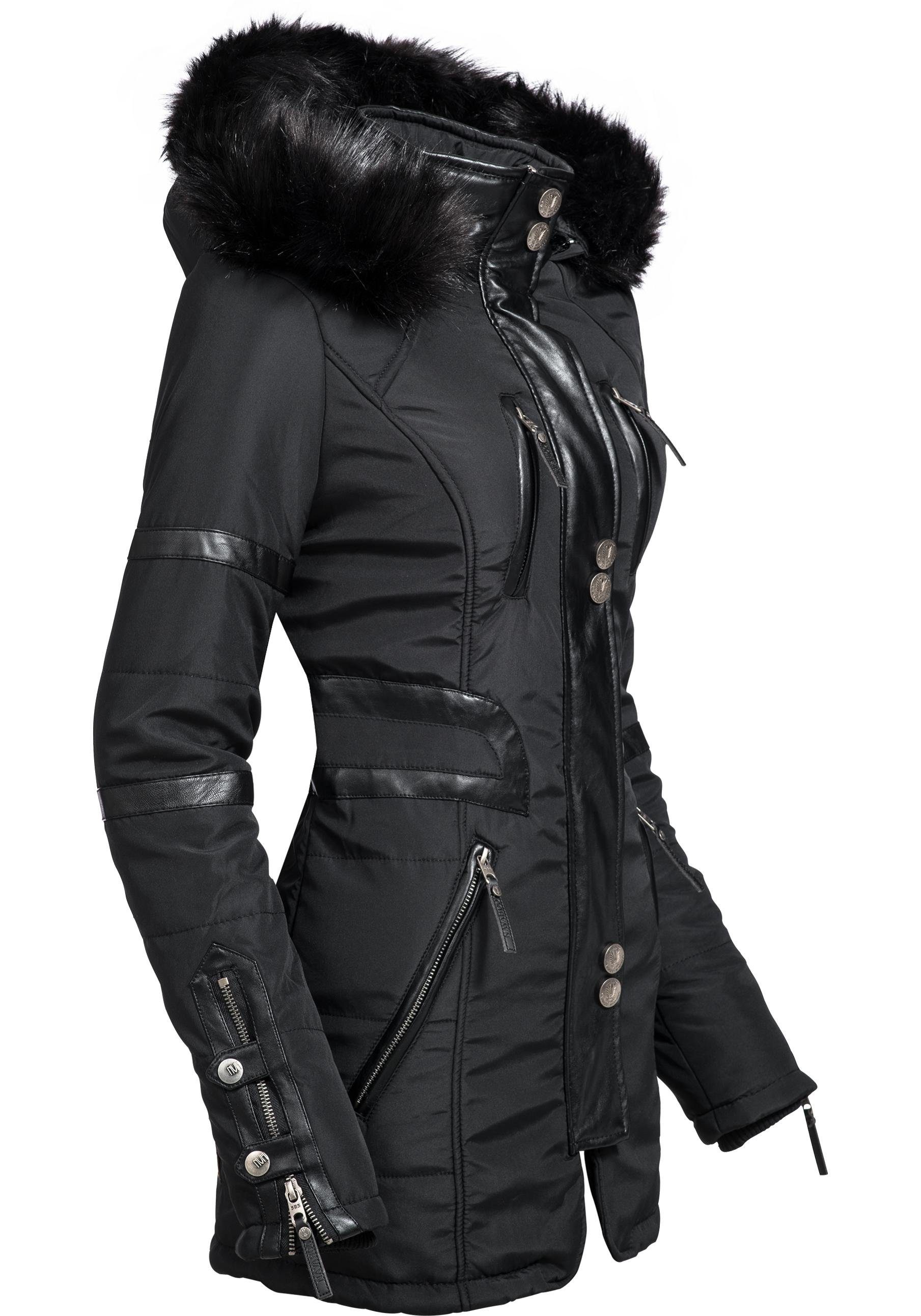 Navahoo Wintermantel Moony stylischer Damen Winter Jacke mit Kapuze