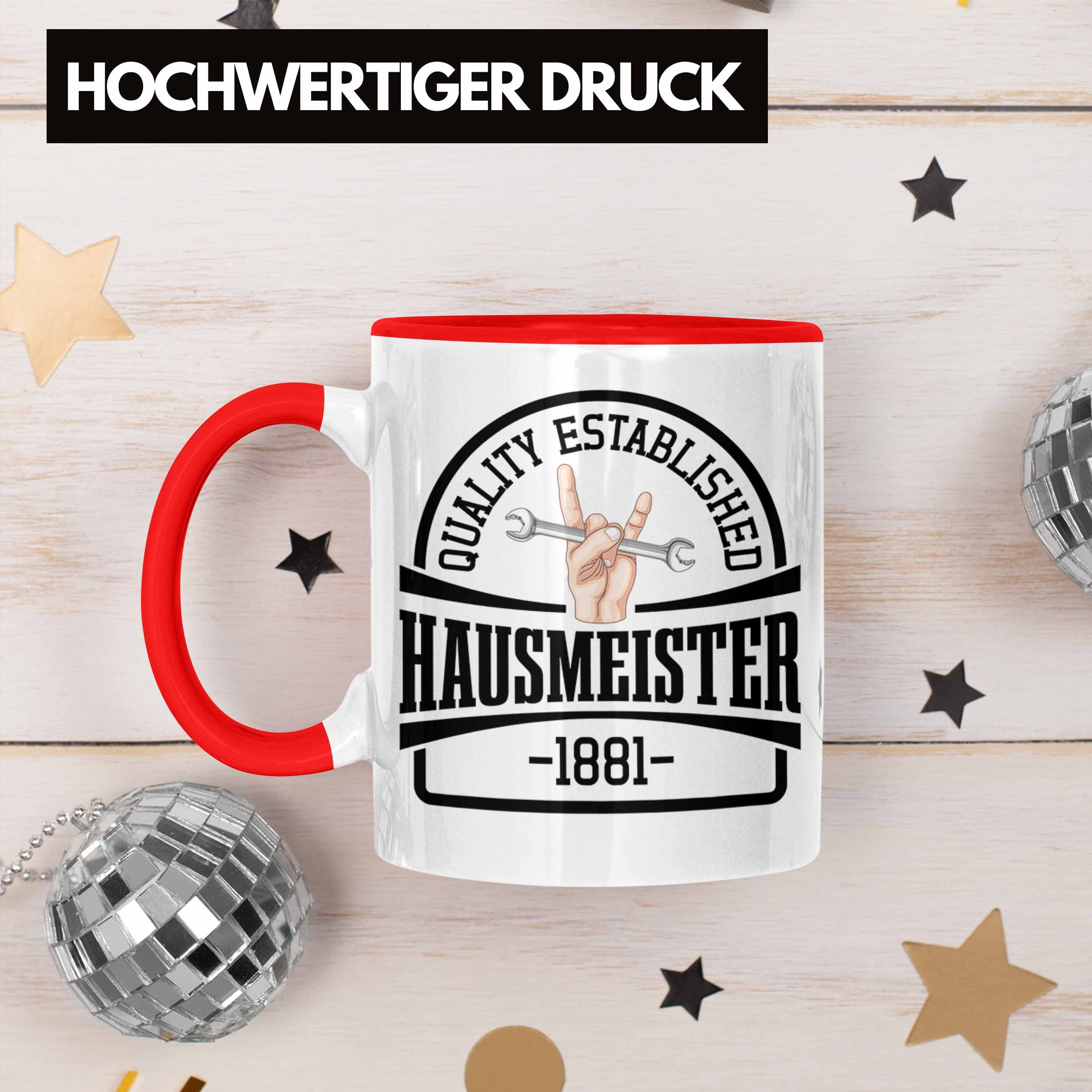 Lustig Trendation Haustechniker Tasse - Geschenke Trendation Spruch Hausmeister Rot Tasse