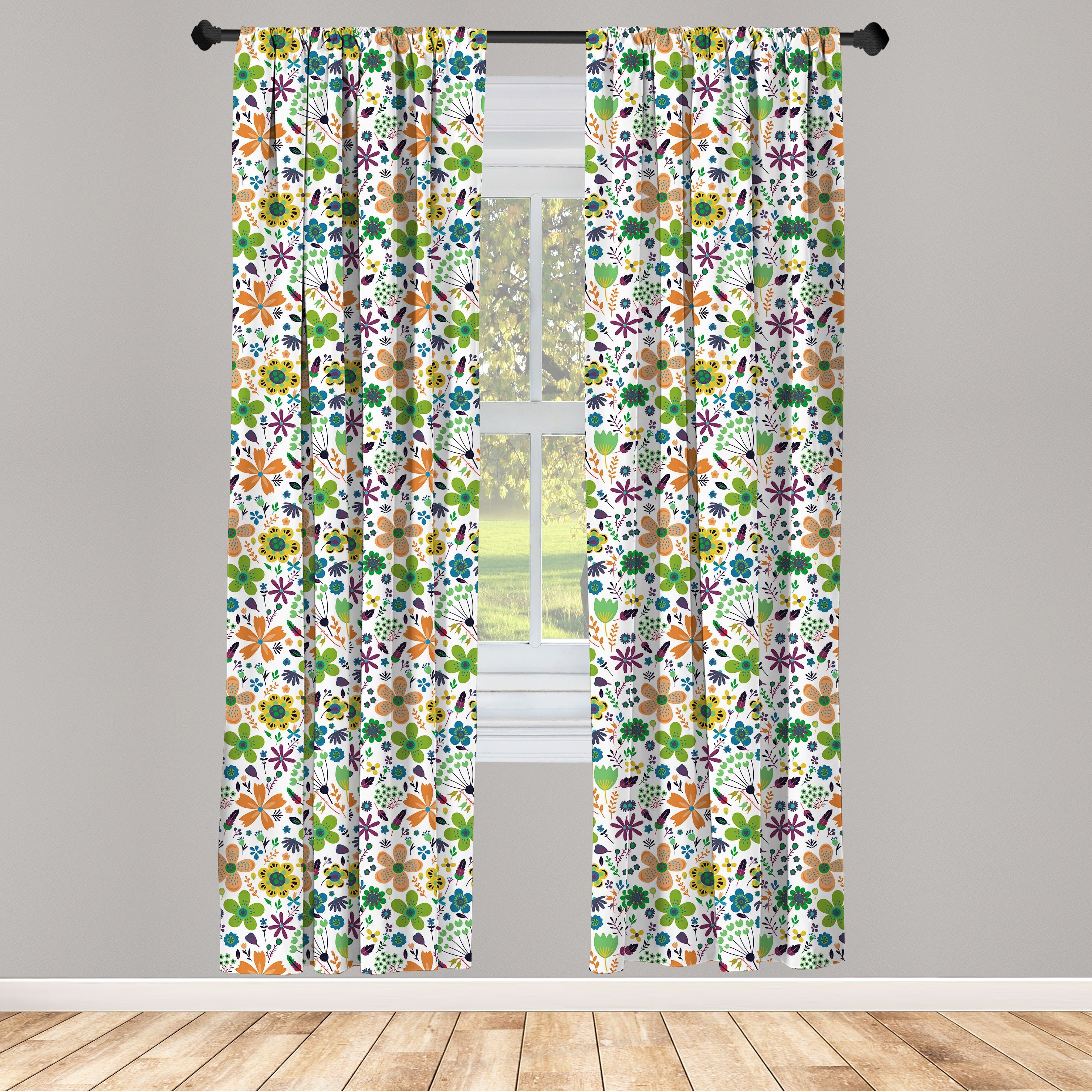 Gardine Vorhang für Wohnzimmer Schlafzimmer Dekor, Abakuhaus, Microfaser, Blume Spitz Petals Blumenkunst
