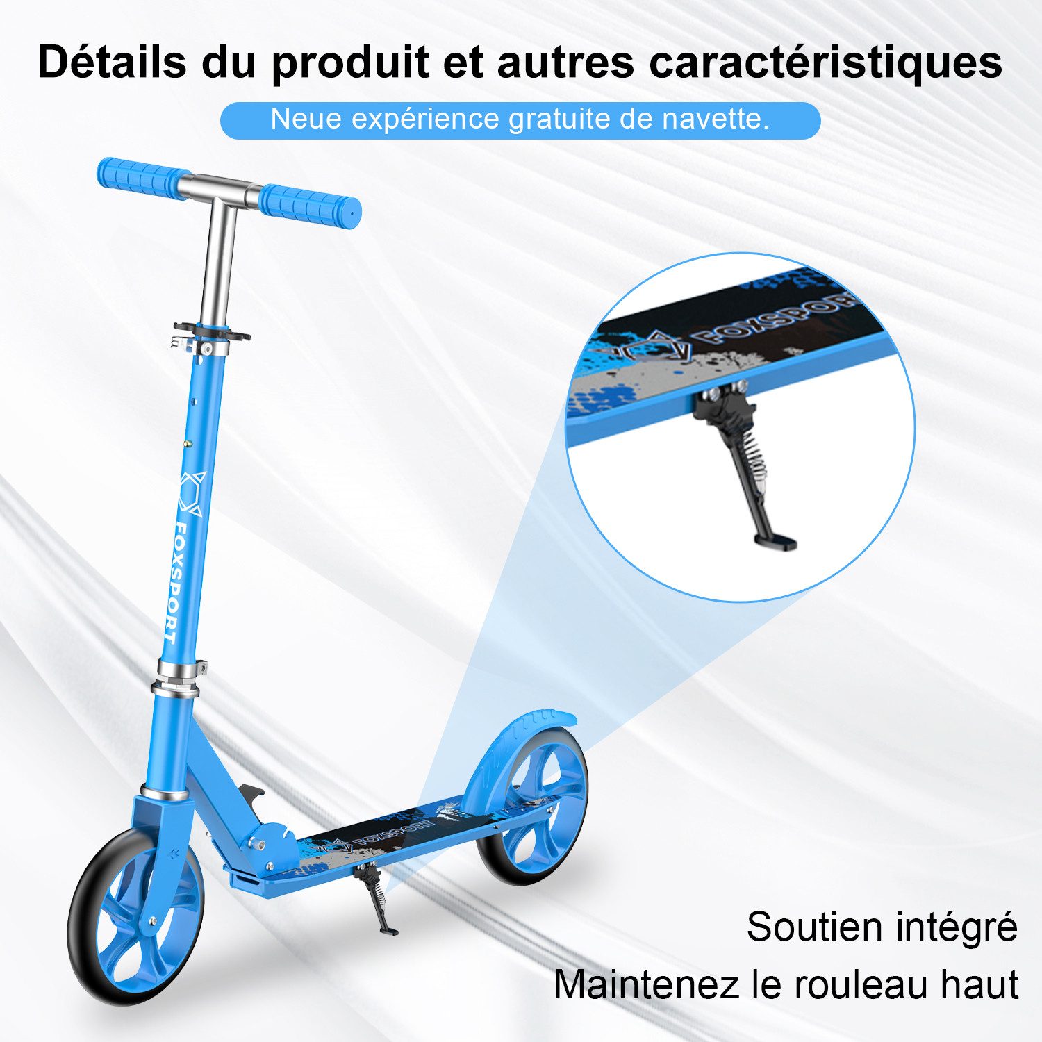 FOXSPORT Cityroller Leichter faltbarer, für Erwachsene und Kinder, 1 km/h, (Packung, mit Schutzblechen), klappbar&höhenverstellbar Scooter 4.7 Zoll Räder Maximale 100 kg