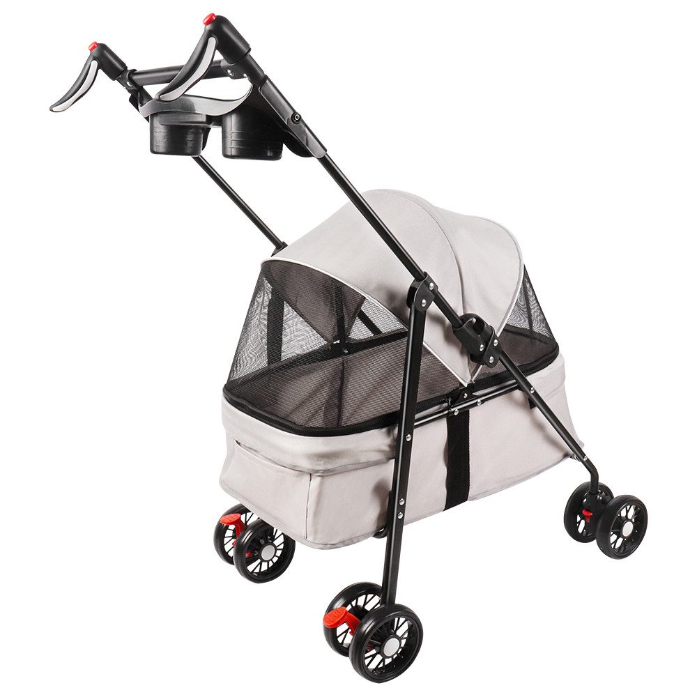 JEOBEST Hundebuggy Hundewagen Haustiere Buggy, (1-tlg), Haustierbuggy, Faltbar, Sicherheitsgurt, Getränkehalter – Bild 5 von 5