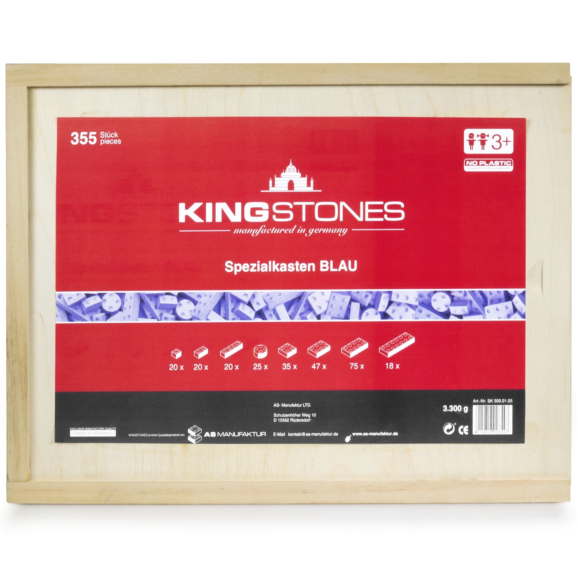 PhoneNatic KINGSTONES Spezialkasten - Steinbaukastenl ca 260 Teile Spielbausteine, Made in Germany