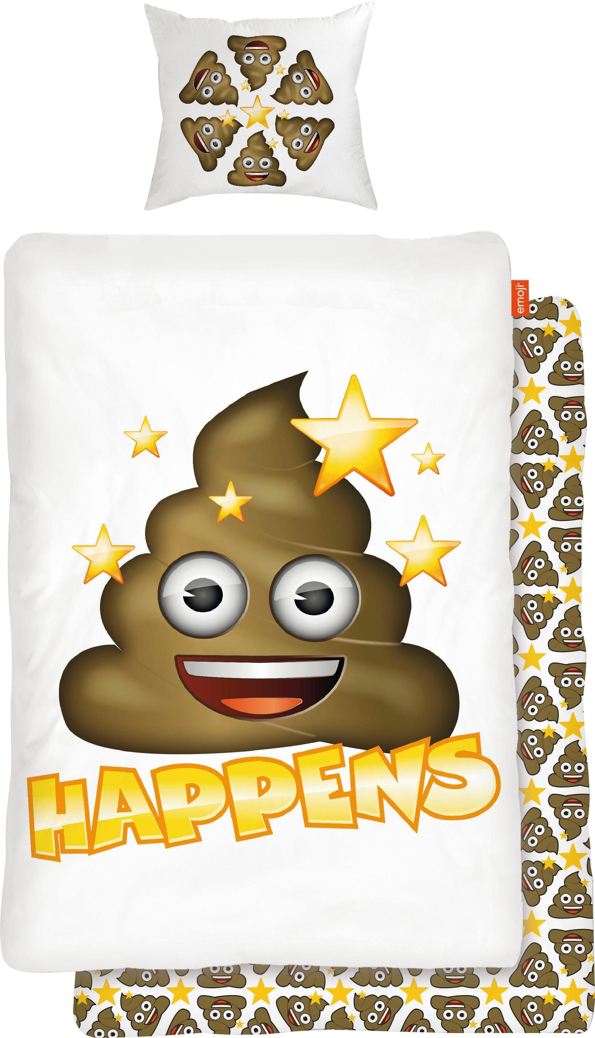 Kinderbettwäsche »Shit Happens«, mit Emoji-Otto