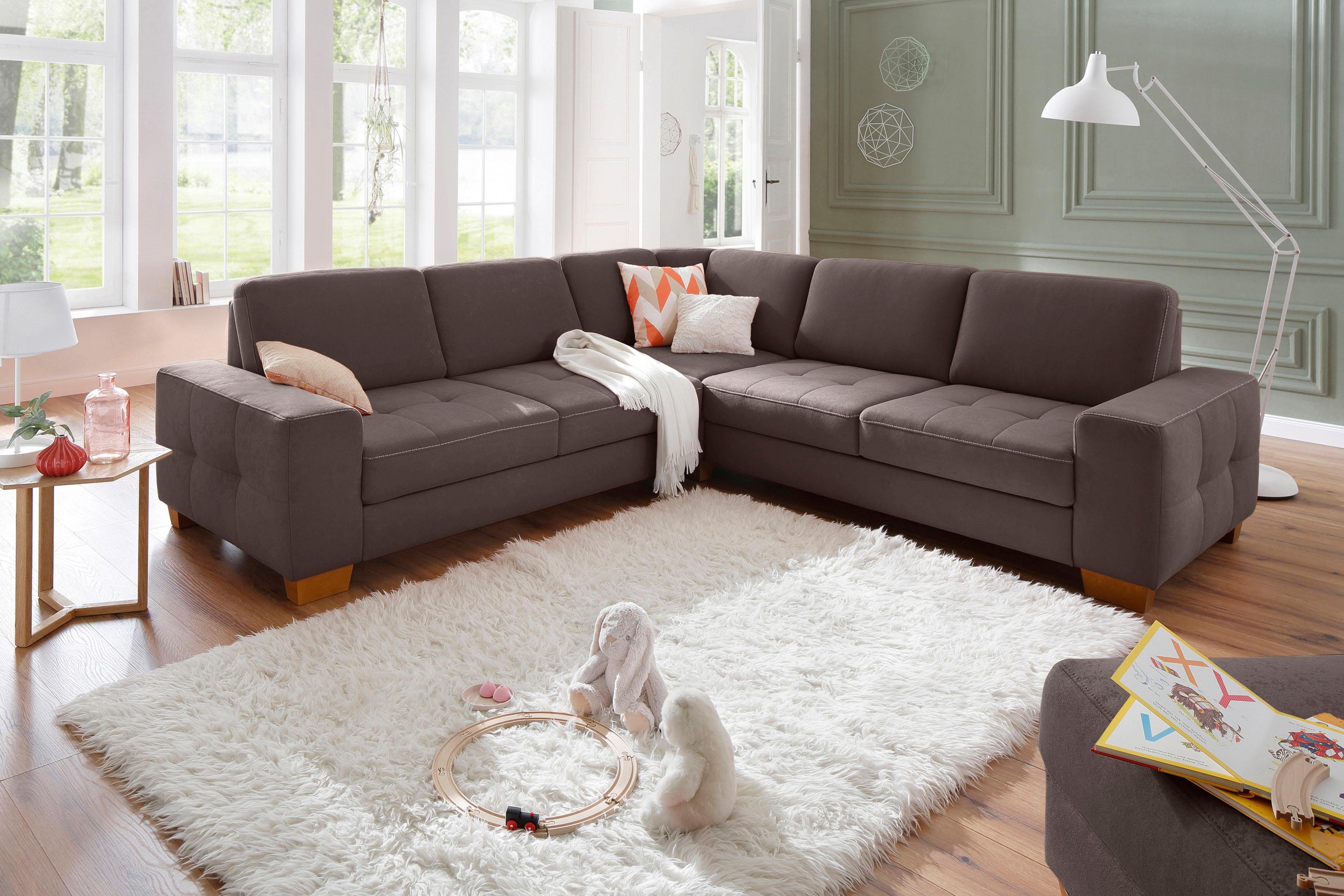 Home affaire Ecksofa "Puccini L-Form" mit Federkern, Sitztiefenverstellung, günstig online kaufen