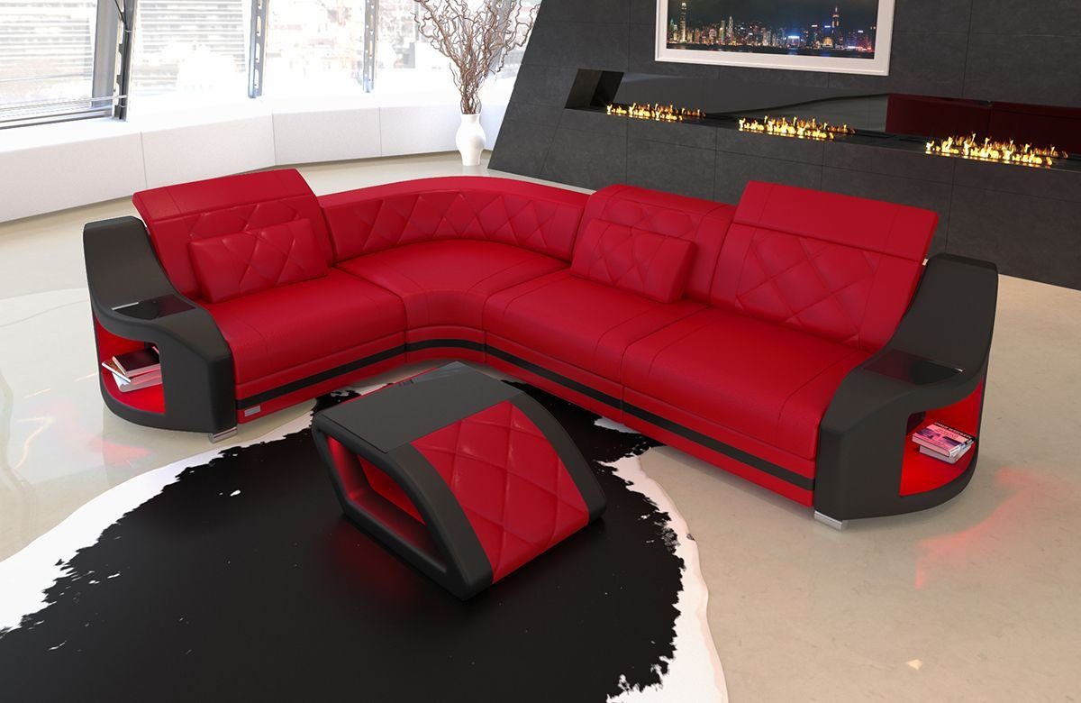 Sofa Dreams Ecksofa »Genua - L Form Ledersofa«, Couch, mit LED, Designersofa