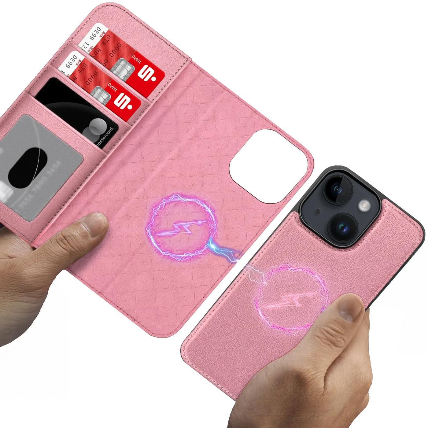 CoolGadget Handyhülle Magnet Book Case für Apple iPhone 14 Hülle + Klapphülle 6,1 Zoll, 2in1 abnehmbare magnetische RFID Schutzhülle Kartenfach Fotofenster