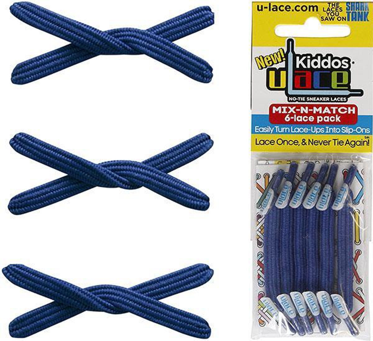 U-Laces Schnürsenkel Kiddos - Blue für elastische Royal Kinder Wiederhaken mit Schnürsenkel