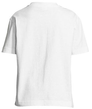 MyDesign24 T-Shirt bedrucktes Kinder T-Shirt T-Rex mit Brille am tanzen 100% Baumwolle mit Dino Aufdruck, weiss i49