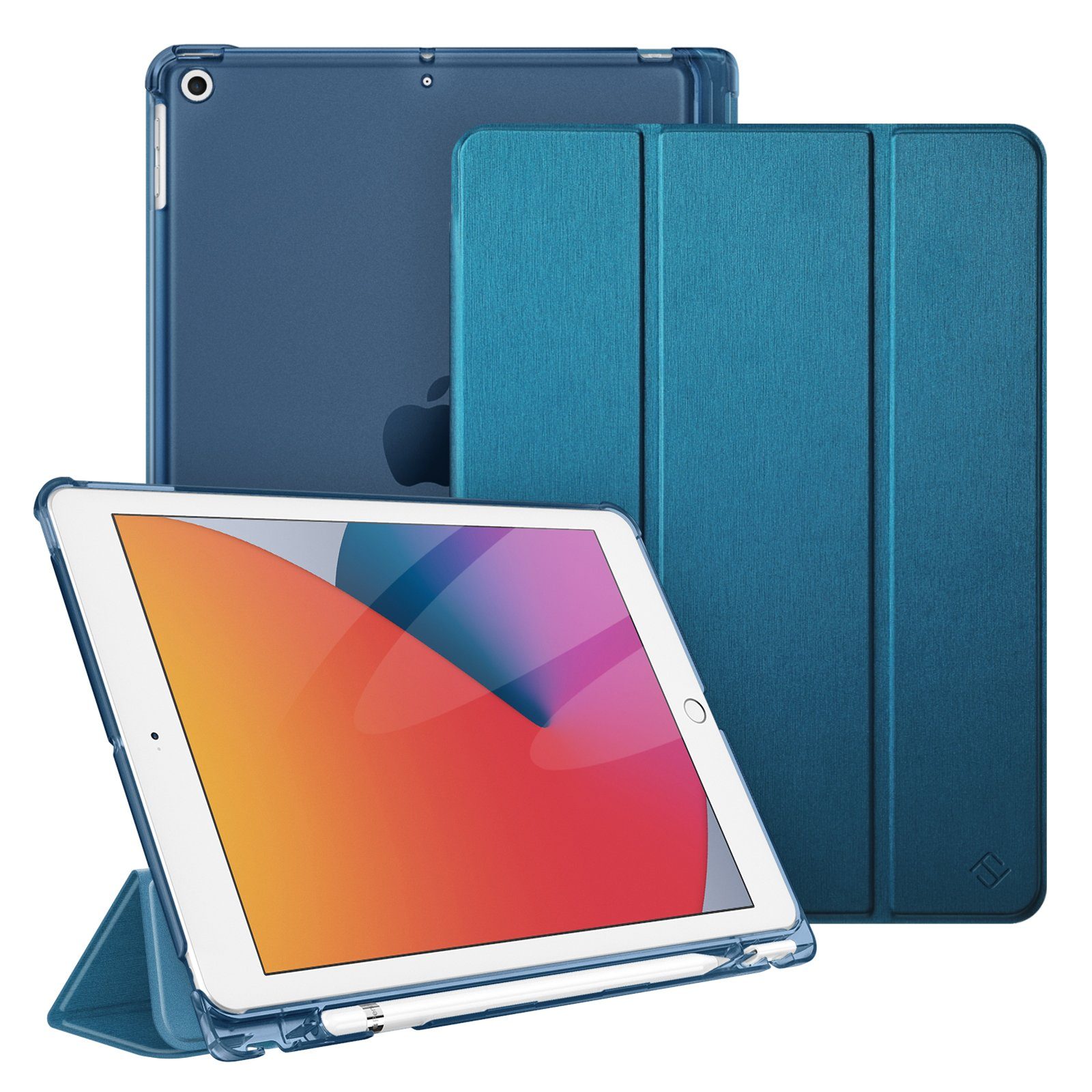 Fintie Tablet-Hülle für iPad 9. Gen 2021/8. Gen 2020/7. Gen 2019 10.2 Zoll mit Stifthalter, ultradünne leichte Case mit transparenter Rückseite & Auto Schlaf/Wach
