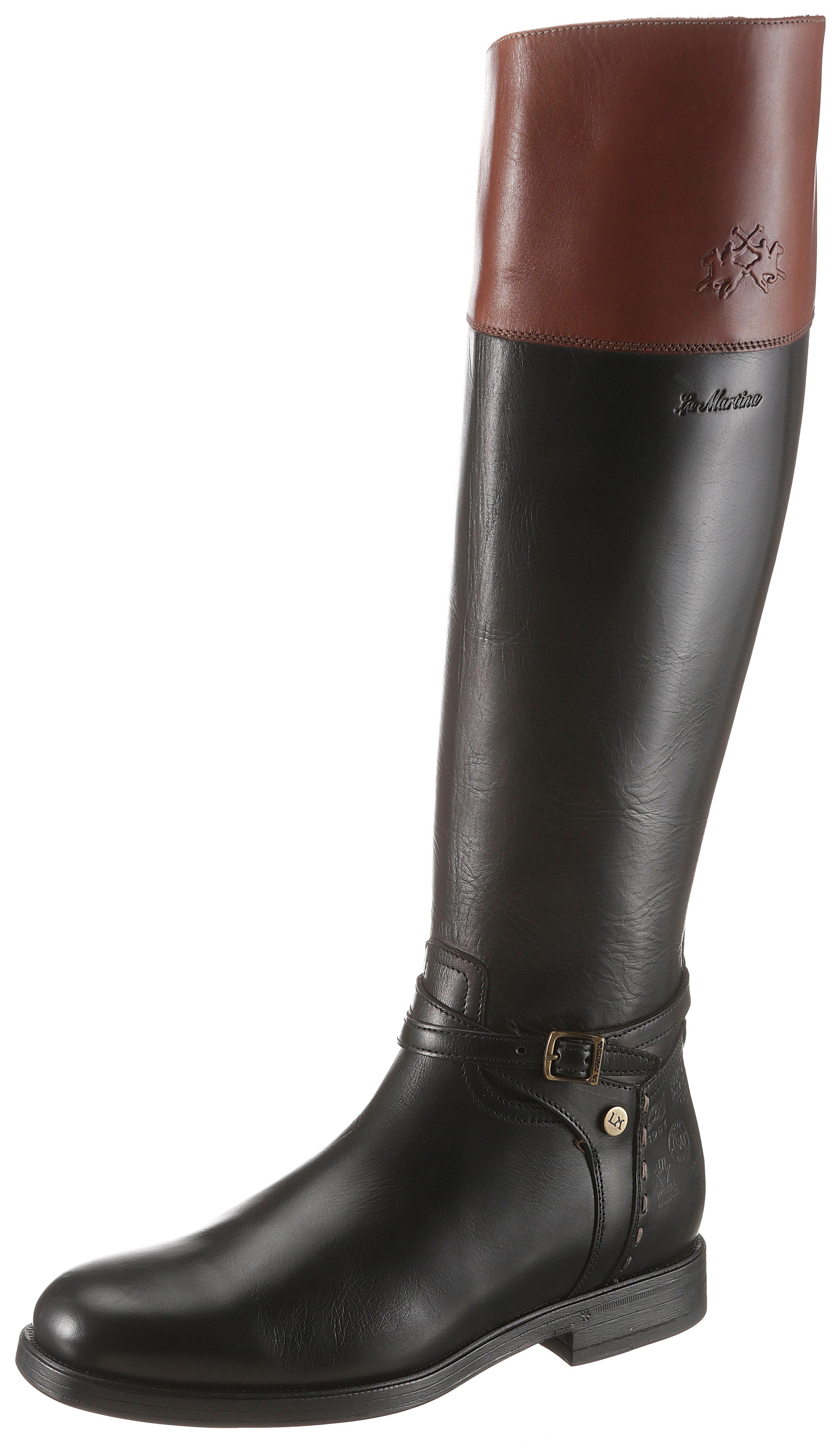 La Martina Stiefel im Farbkontrast, Obermaterial aus feinem Leder