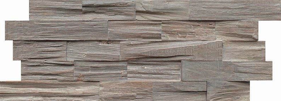 Wandpaneel Muster Indo Echtholzpaneel Axewood Bangkirai, BxL: 20x50 cm, 0,1 qm, (Packung, 1-tlg) schallreduzierende Wandverkleidung mit 3D-Effekt Whitewash