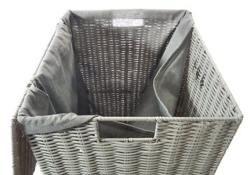 Kobolo Wäschekorb Wäschebehälter aus Kunststoff - grau - mit Textil