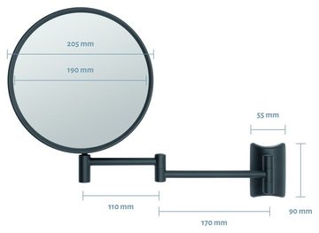 Libaro Kosmetikspiegel »Imola«, 360° Schminkspiegel schwarz mit Wandmontage, Rasierspiegel doppelseitig mit Vergrößerung (3x / 7x)