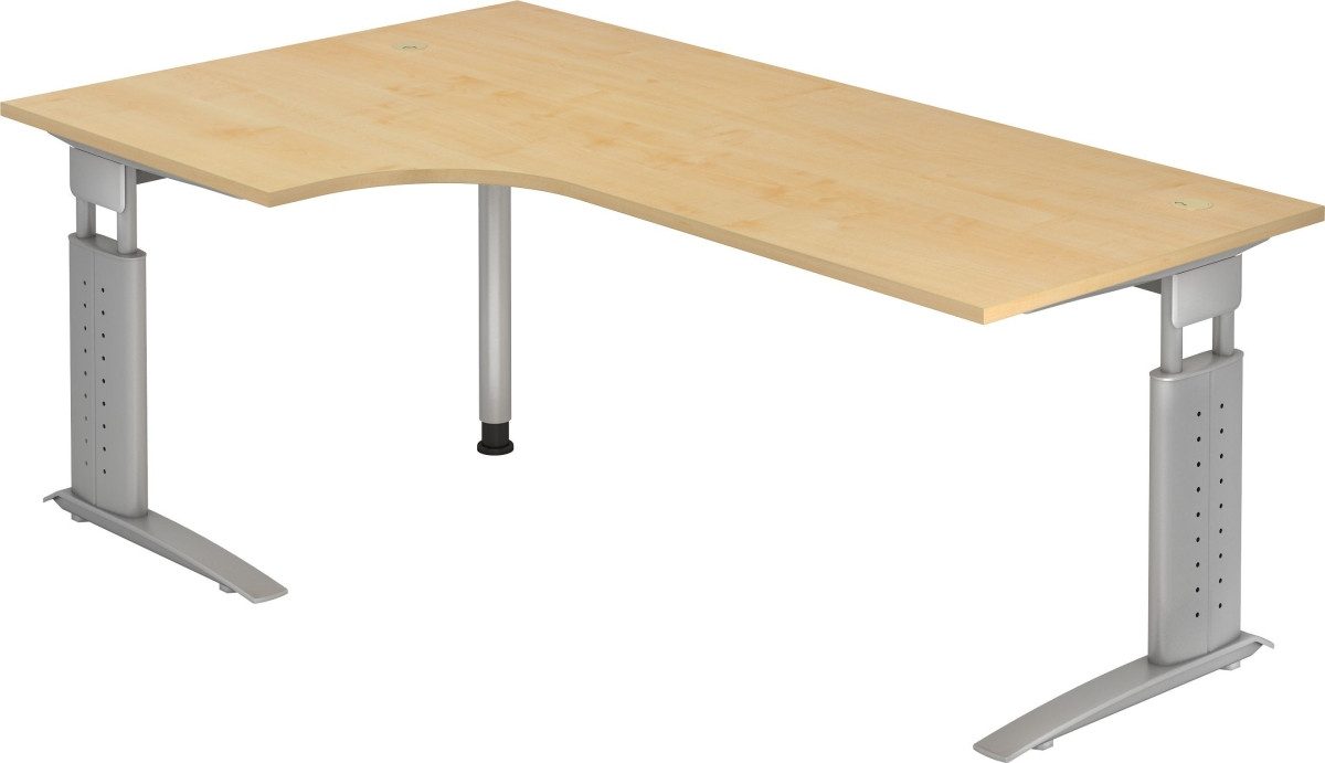 HAMMERBACHER Schreibtisch Winkeltisch C-Fuß 200x120cm 90 Grad Ahorn/Silber