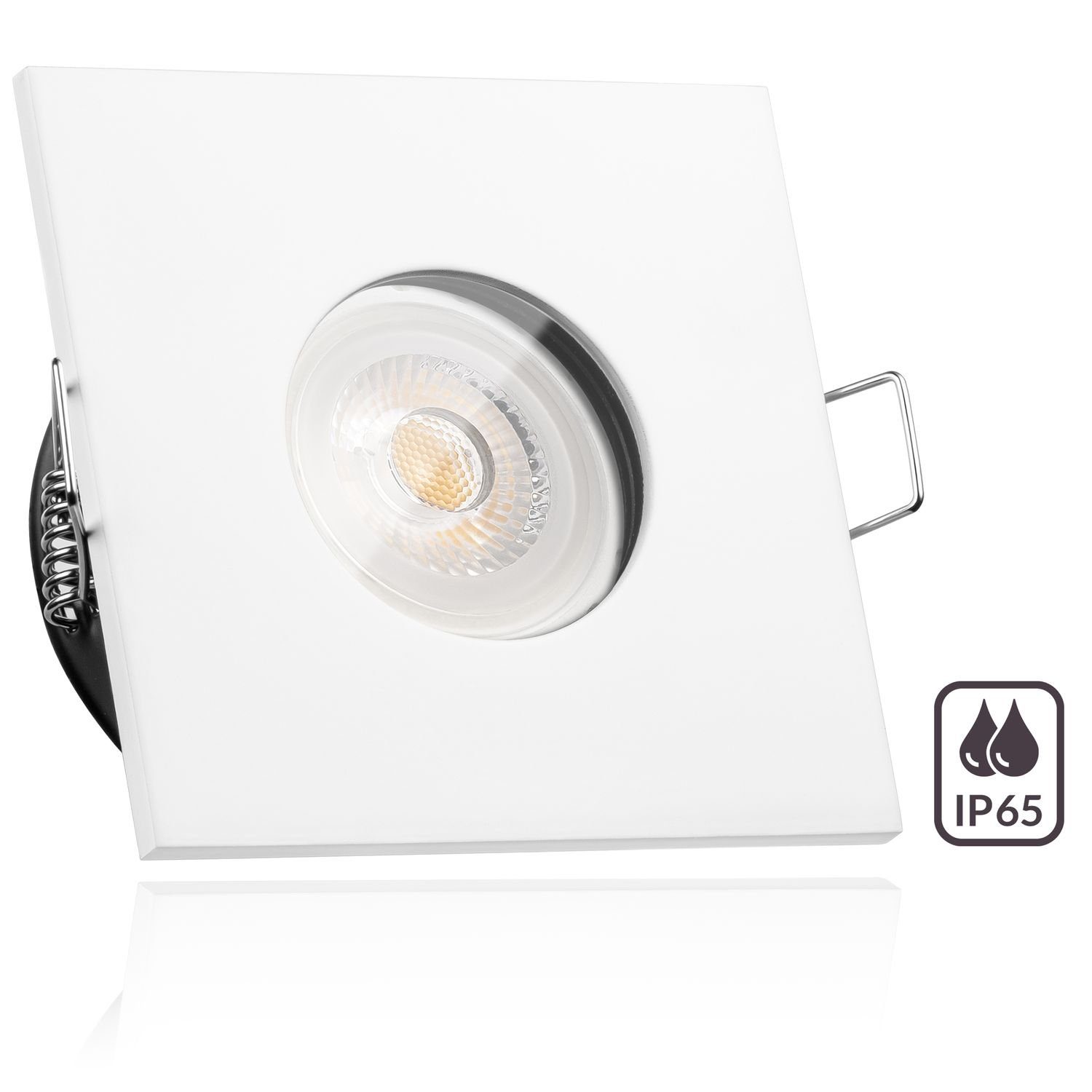 LEDANDO LED Einbaustrahler IP65 LED Einbaustrahler Set Weiß mit LED GU10 Markenstrahler von LEDAN