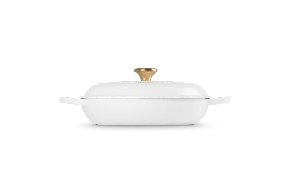 LE CREUSET Bräter Gourmet-Profitopf mit Deckel 30 cm Signature White