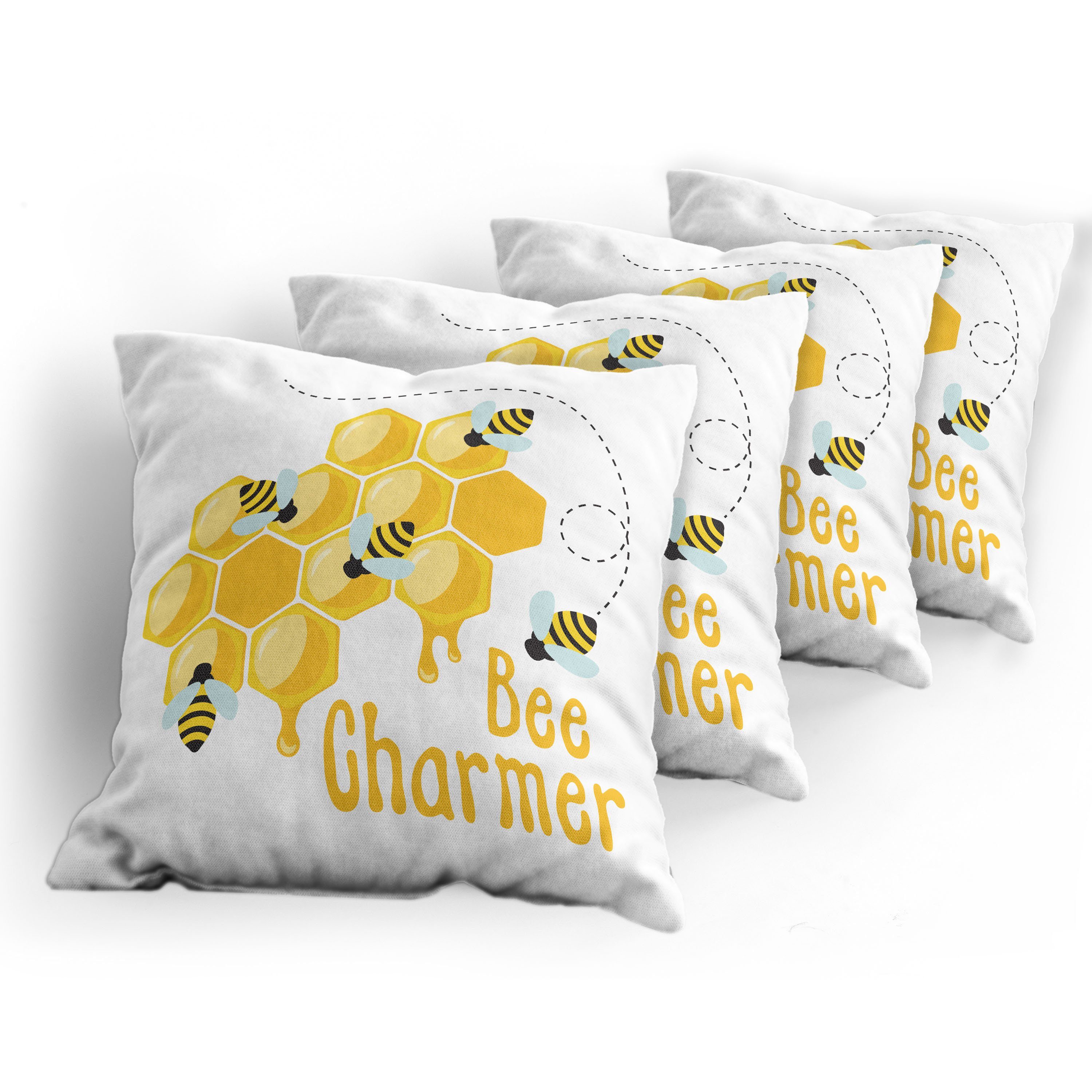 Kissenbezüge Modern Accent Doppelseitiger Charmeur Abakuhaus (4 Bee Biene Beschriftung Honey Stück), Digitaldruck
