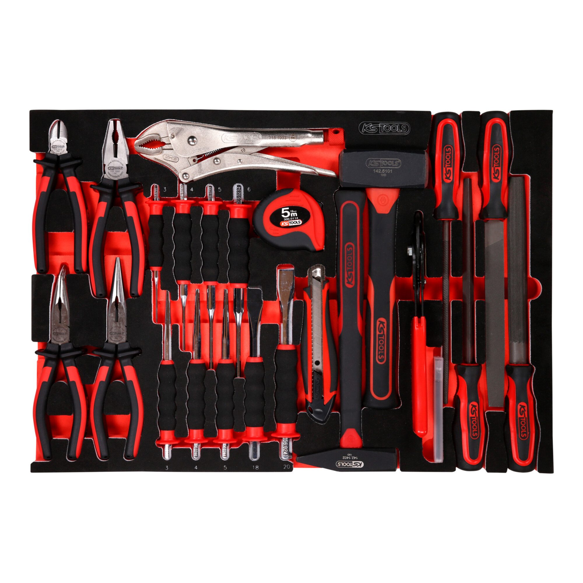 KS Tools KS Tools Zangen- / Hammer- / und Meißel-Satz in Schaumstoffeinlage, 33