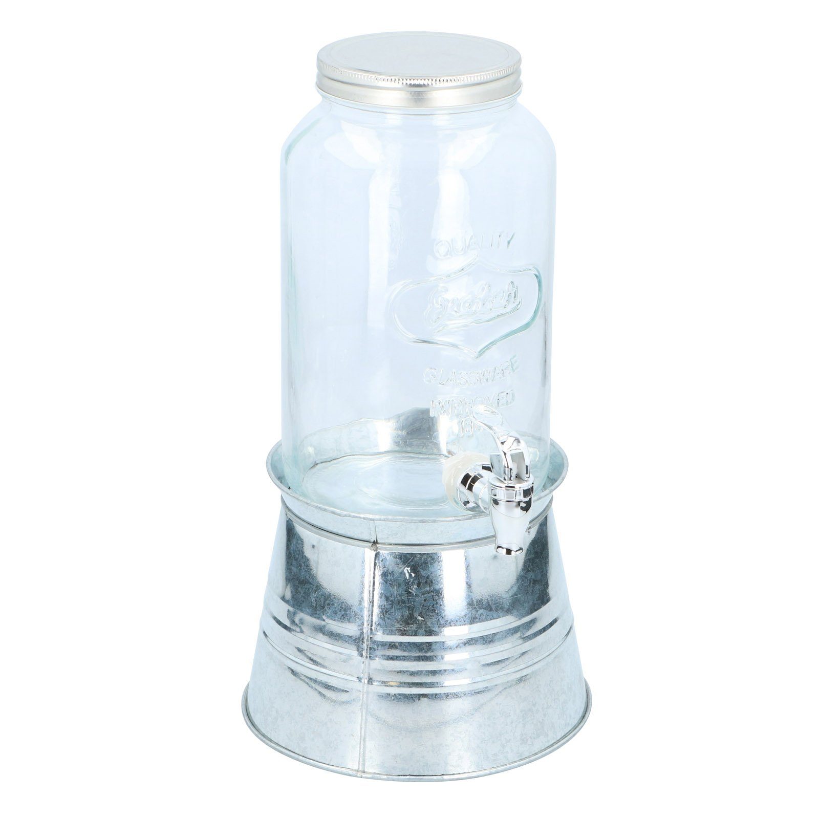 HAC24 Getränkespender Glaskrug mit Hahn Wasserspender Saft Cocktail Spender  Dispenser Saftspender Retro, mit Zapfhahn und Eiskübel 3 Liter