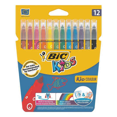 BIC Filzstift Kids - Kid Couleur, (12-tlg), in leuchtenden Farben