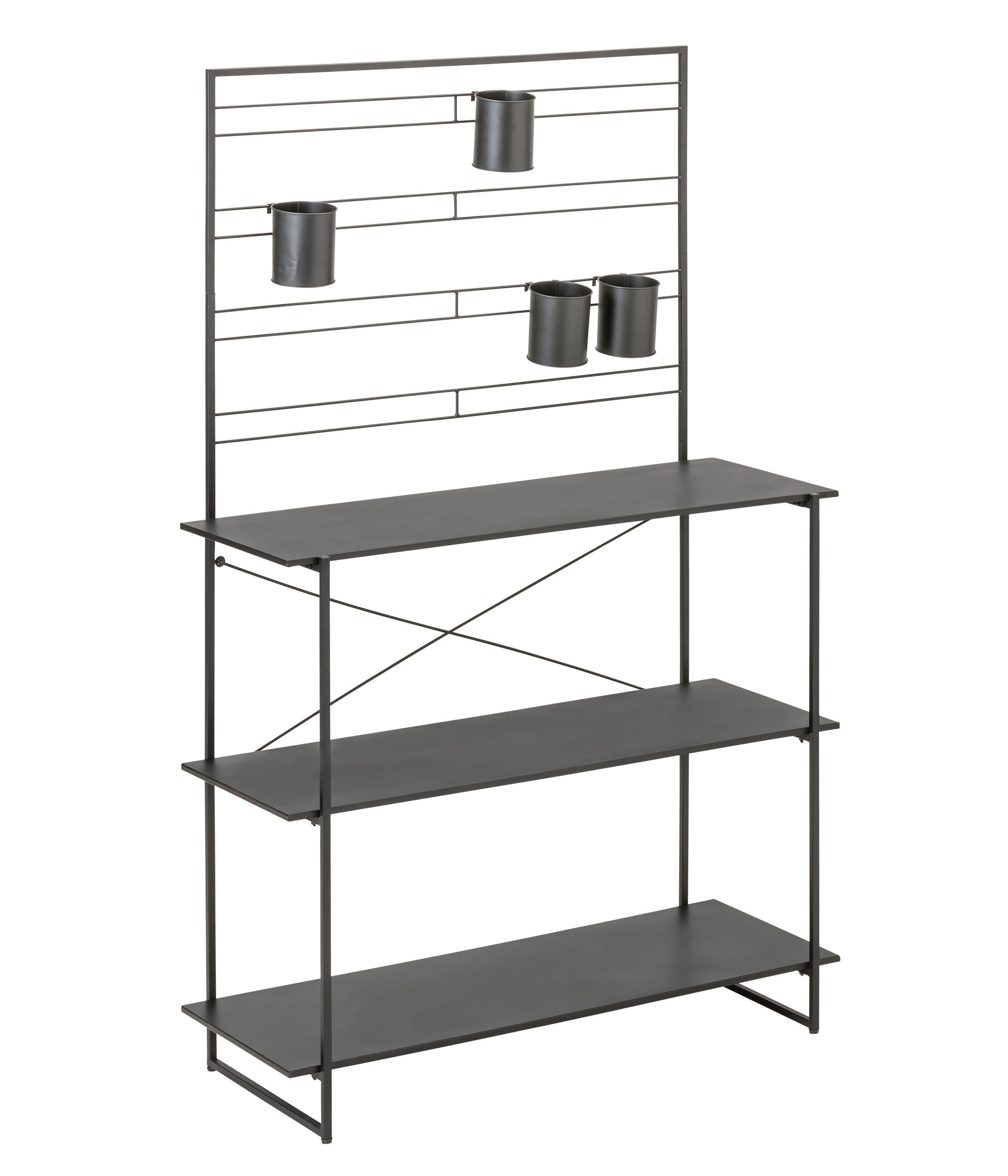 Dehner Pflanztisch Gartenarbeitstisch Provence, 100 x 40 x 160 cm, Metall, schwarz, hochwertiges Pflanzen Regal für Terrasse / Balkon