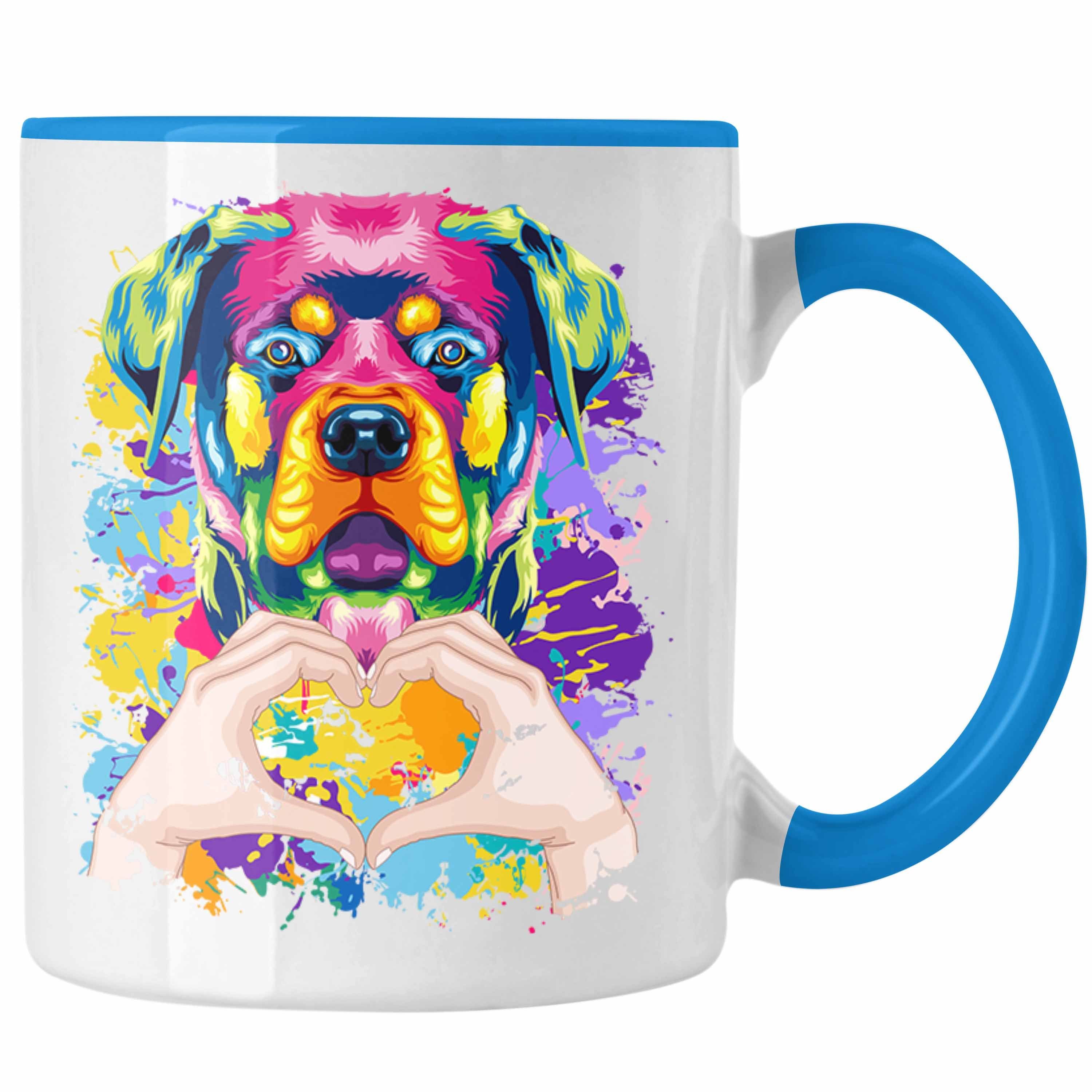 Trendation Tasse Rottweiler Besitzer Farbe Love Tasse Geschenk Lustiger Spruch Geschenk Blau