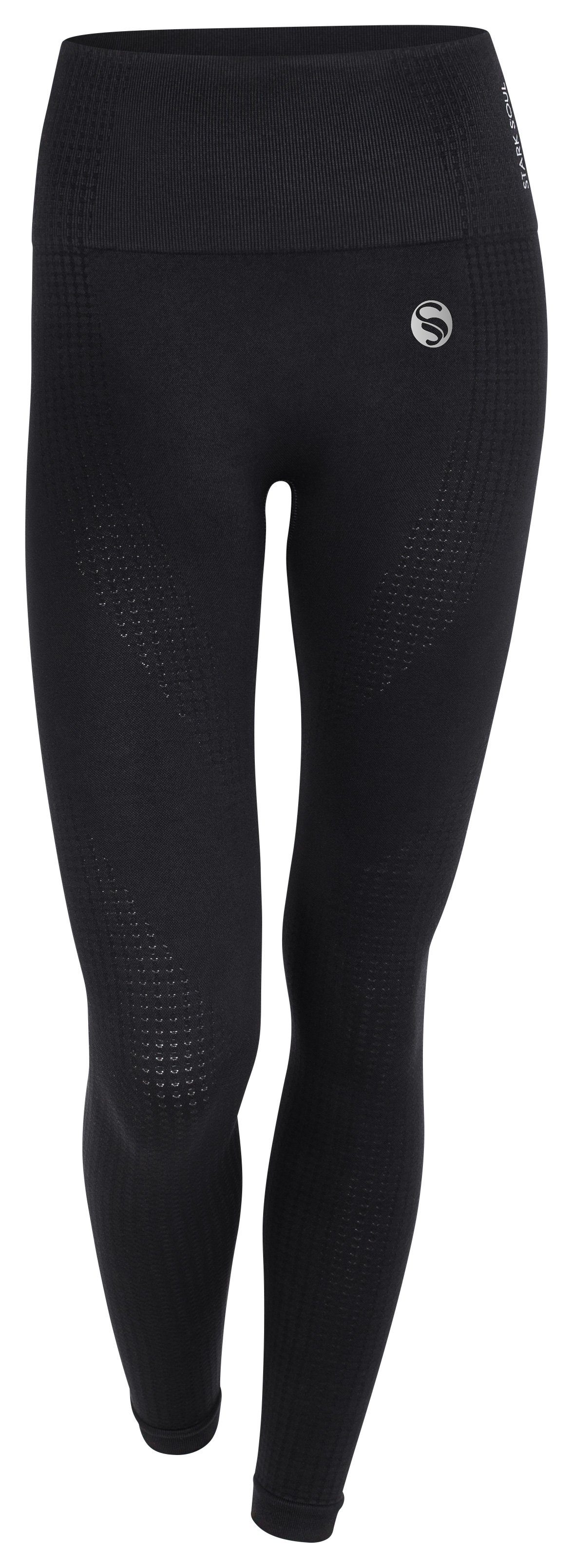 Stark Soul® Leggings Schwarz breitem hohem Leggings mit "reflect" Bund Highwaist Sport
