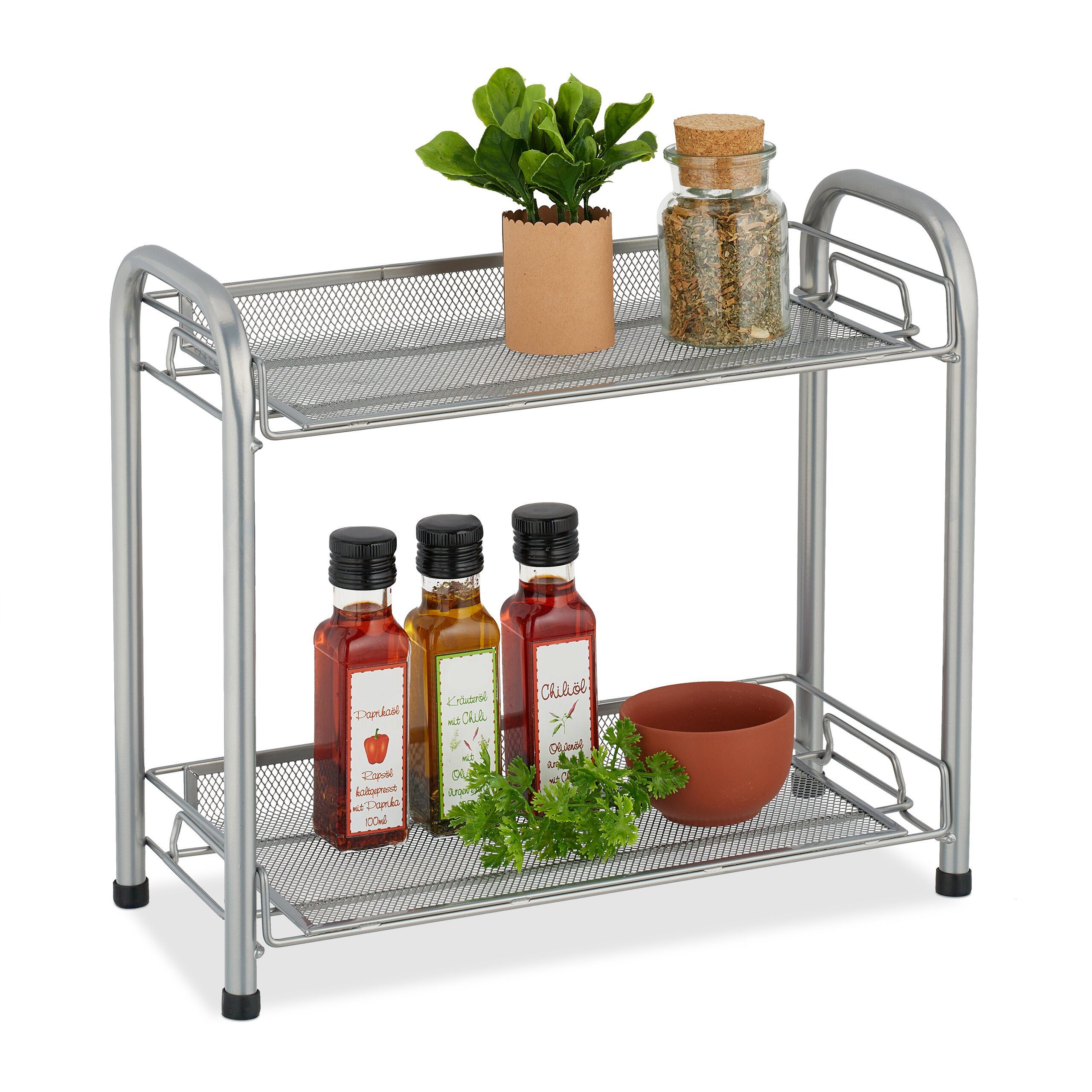 relaxdays Gewürzregal aus Metall, silber günstig online kaufen