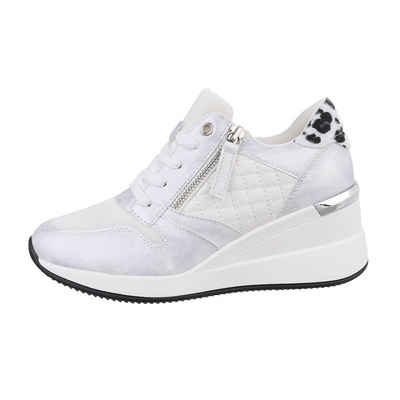 Ital-Design Damen Low-Top Freizeit Кросівки Keilabsatz/Wedge Кросівкиs Low in Silber