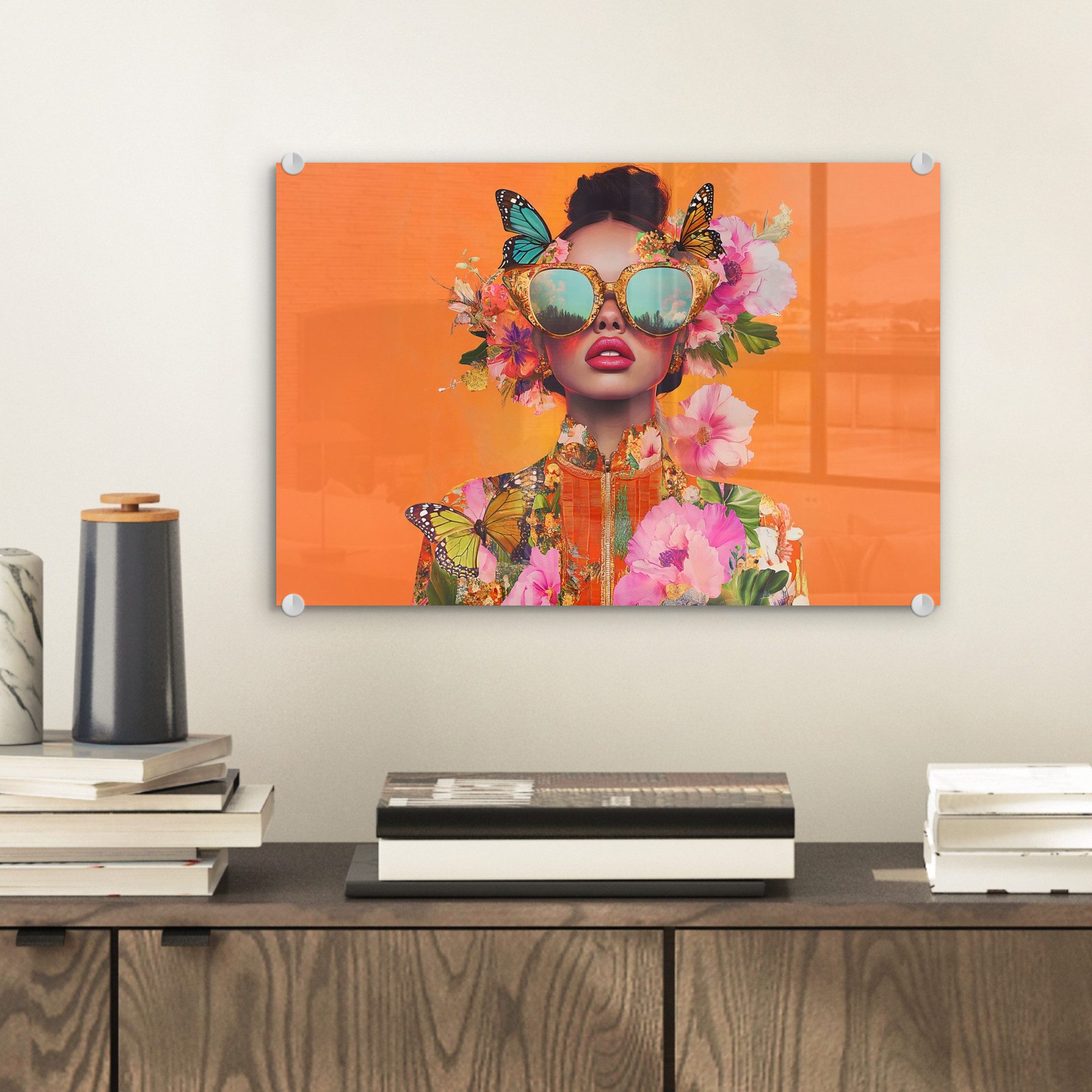 MuchoWow Acrylglasbild Schmetterlinge - Frau - günstig online kaufen
