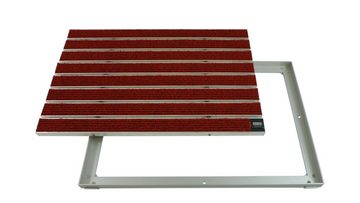 Fußmatte Emco Eingangsmatte DIPLOMAT + Rahmen 15mm Aluminium, Large Rips Rot, Emco, rechteckig, Höhe: 15 mm, Größe: 600x400 mm, für Innen- und überdachten Außenbereich
