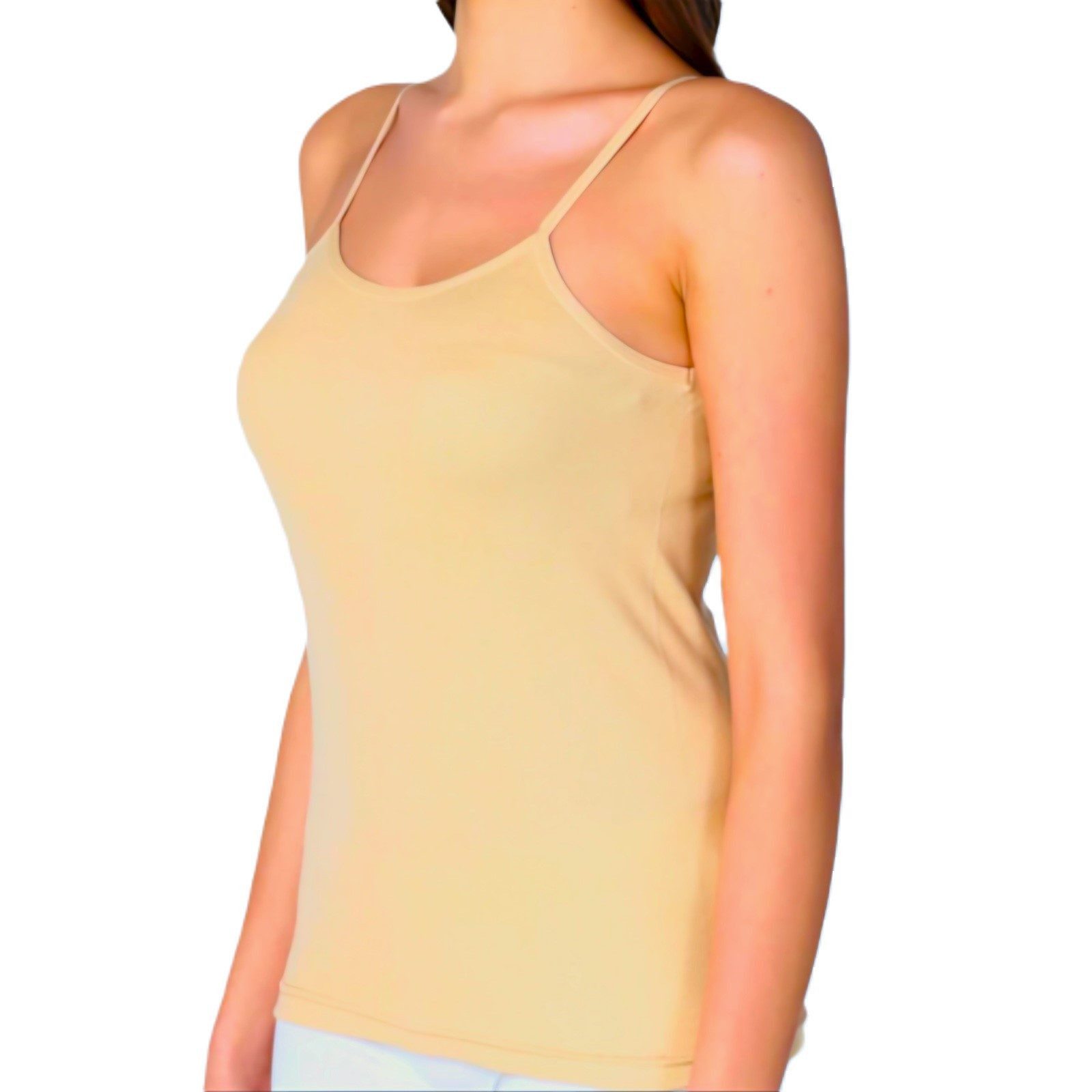 fashionshowcase Tanktop Damen Spaghettiträger Tops 4er Pack - 100% Baumwoll günstig online kaufen