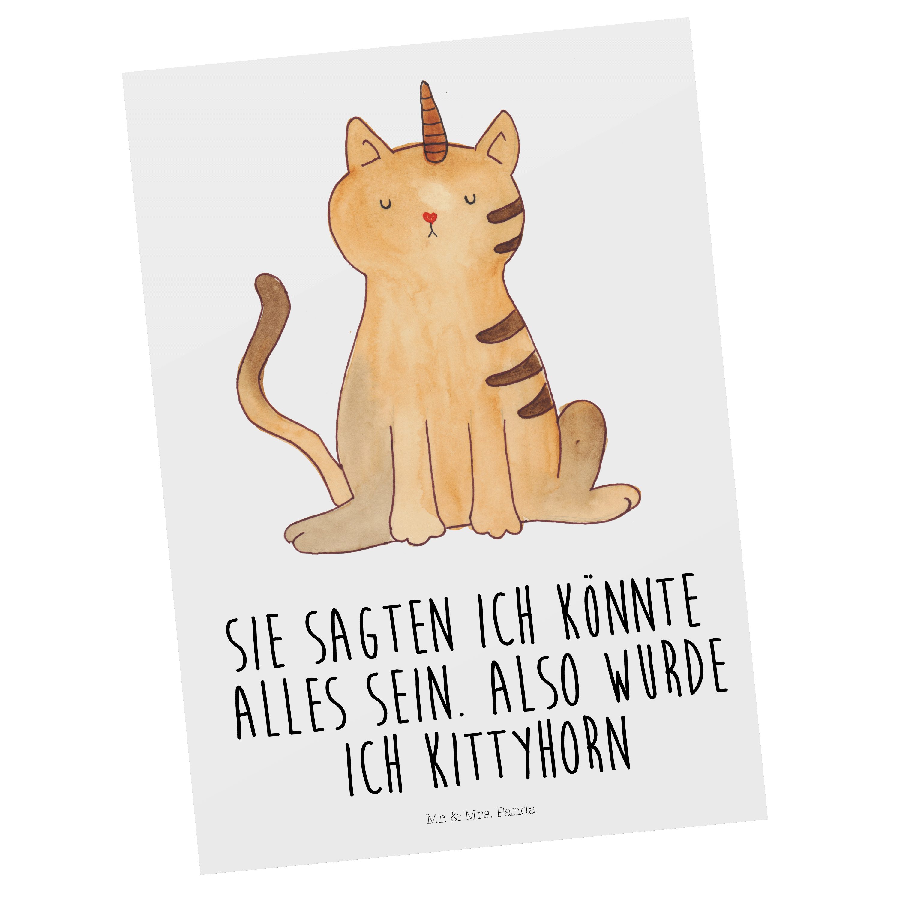 Postkarte Mrs. - Mr. Einhornka Einhorn Weiß - & Geburtstagskarte, Katze Panda Geschenk, Unicorn,
