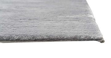 Hochflor-Teppich LOFT, 150 x 230 cm, Silbergrau, Polyester, merinos, rechteckig, Höhe: 19 mm, mit rutschhemmender Unterseite