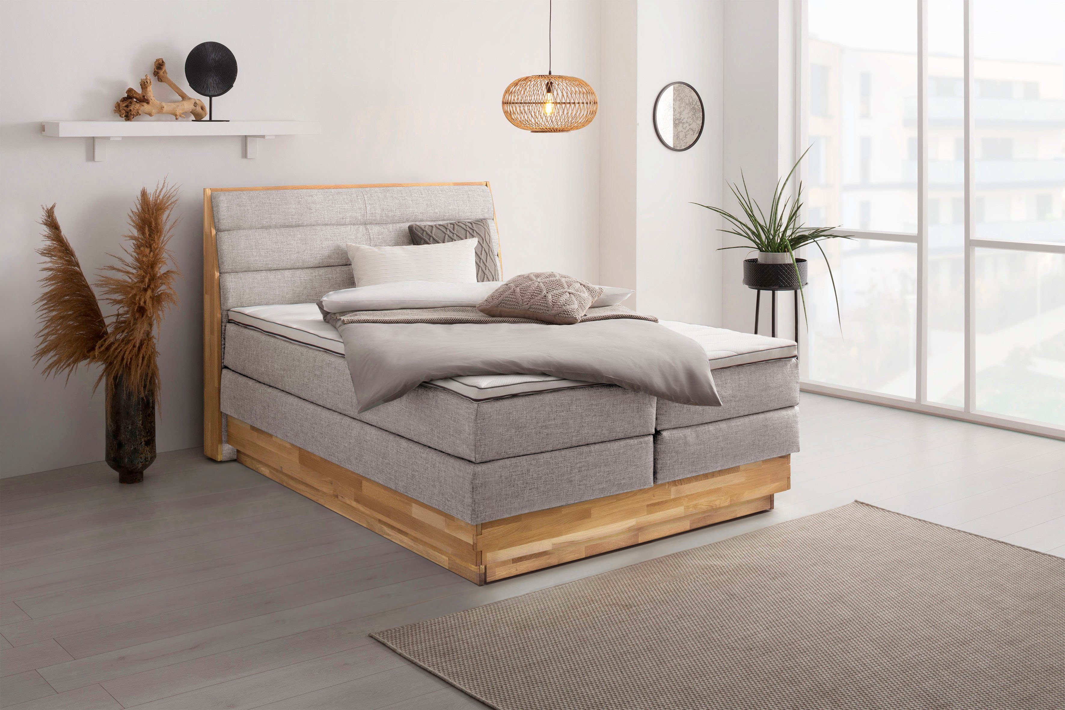 OTTO products Boxspringbett Jenna, ohne LED-Beleuchtung, mit zertifizierten, recycelten Bezugsstoffen