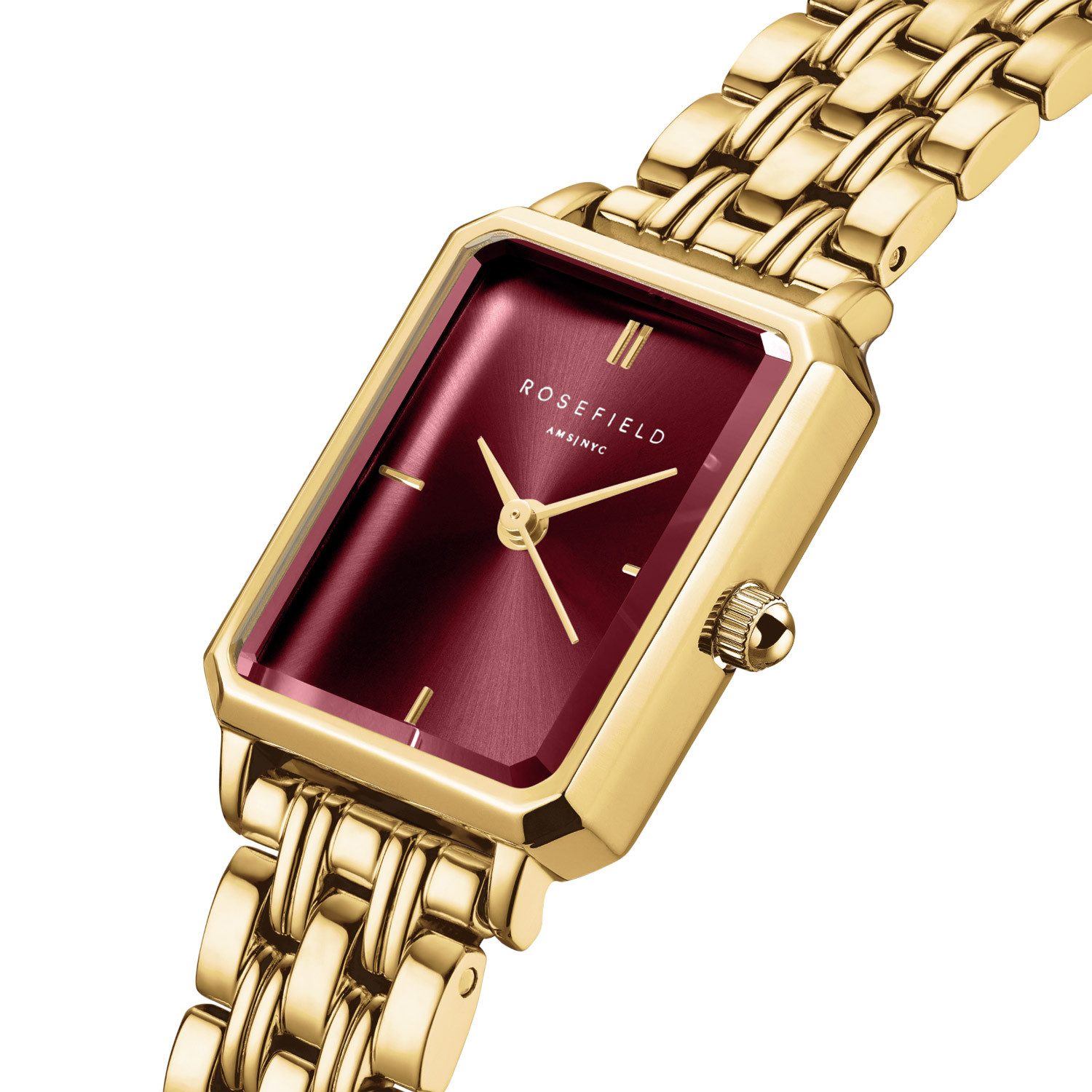 ROSEFIELD Quarzuhr Octagon XS Goldfarben/Burgunderrot günstig online kaufen